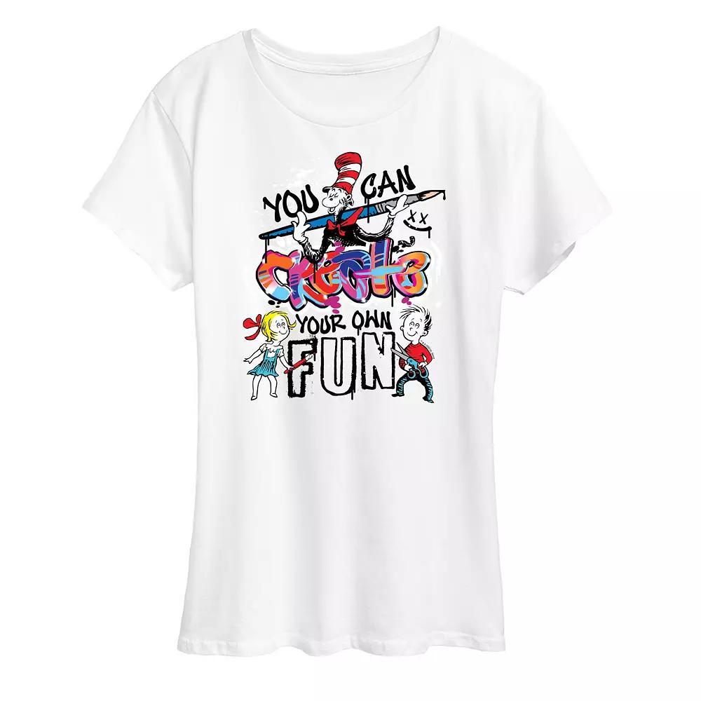 Womens Dr. Seuss Create Your Own Fun Graphic Tee Grey Gray Product Image