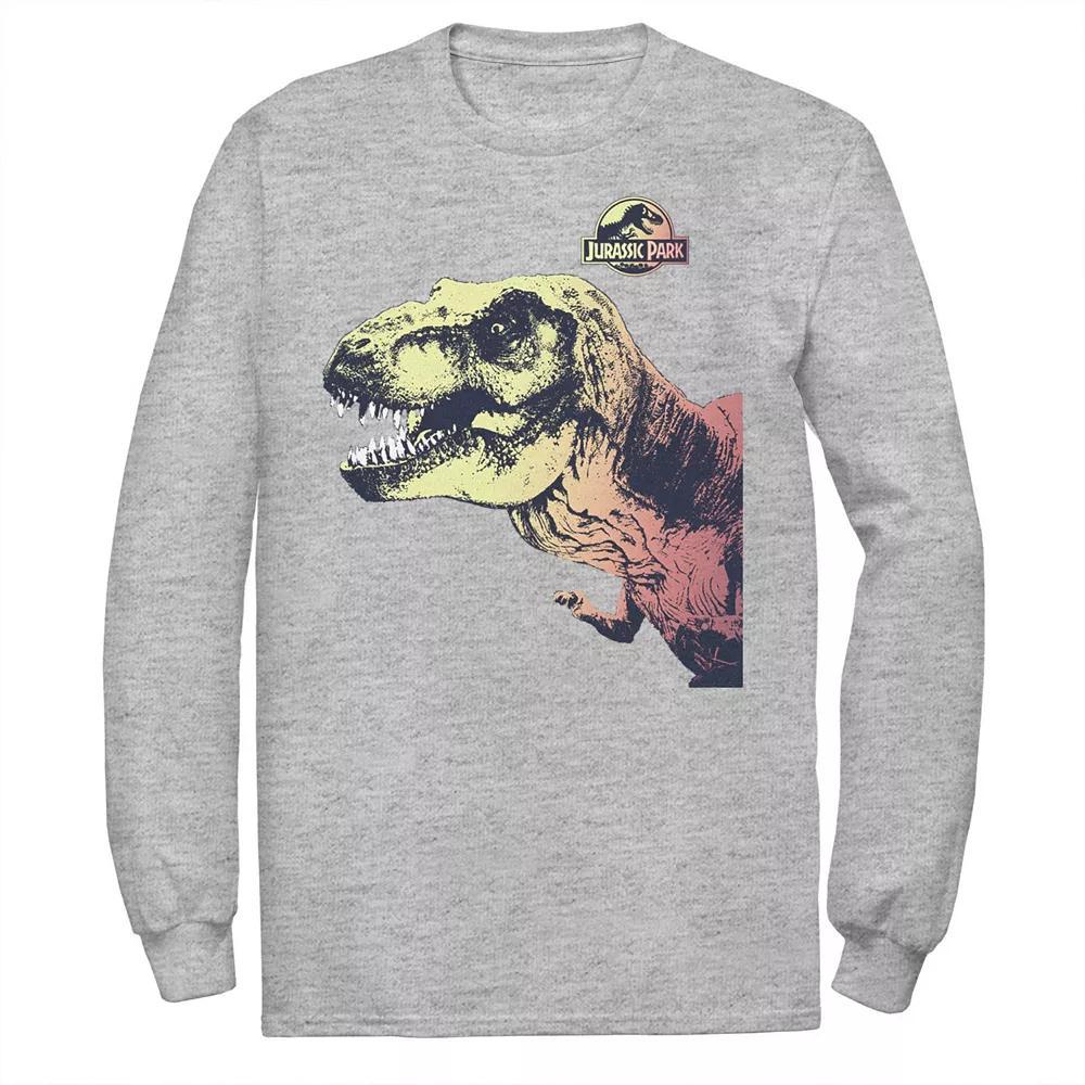 Men's Jurassic Park T-Rex Sunset Color Fill In Tee, Size: XL, Athletic Grey Product Image