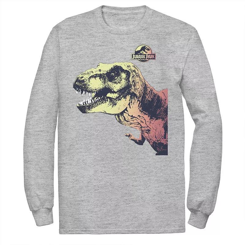 Men's Jurassic Park T-Rex Sunset Color Fill In Tee, Size: XL, Athletic Grey Product Image