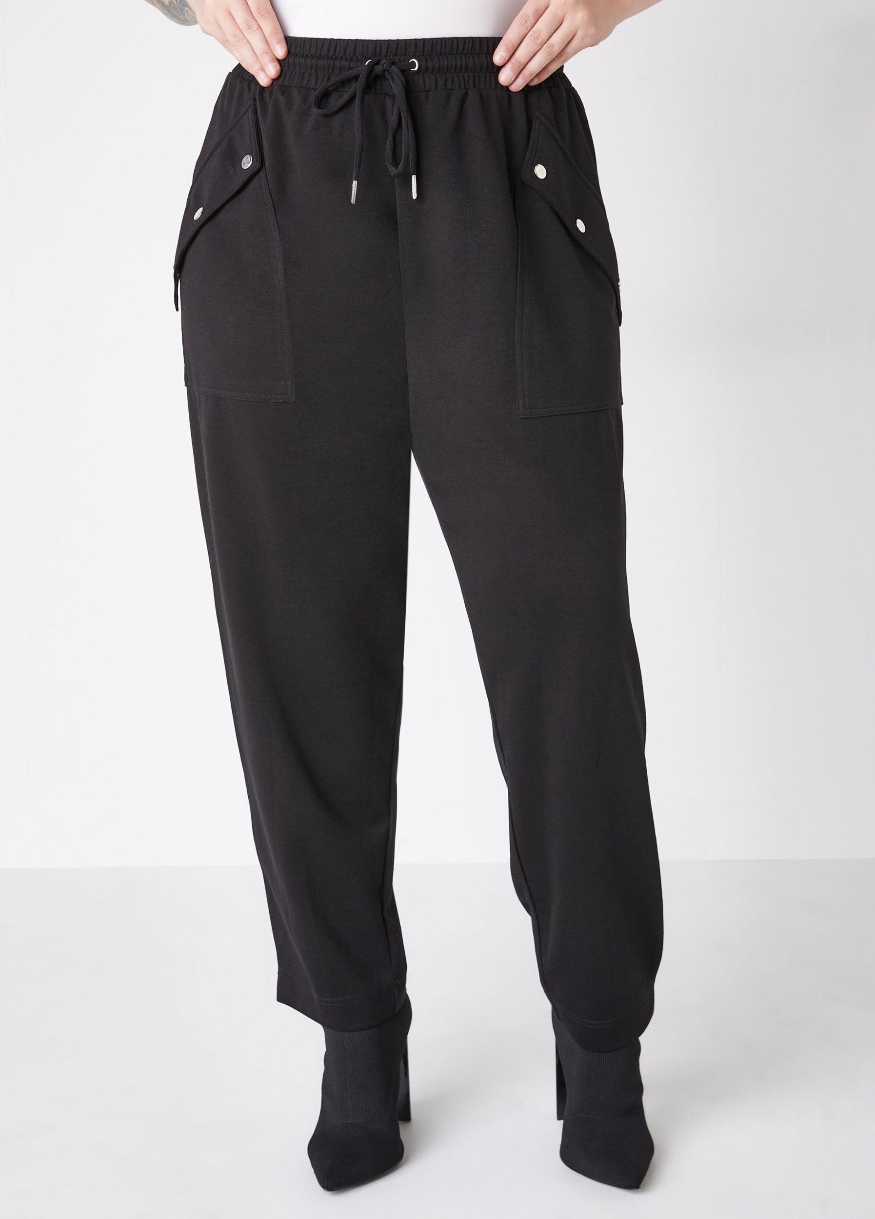 Plus Size Snap Detailed Jersey Pants Ashley Stewart Product Image