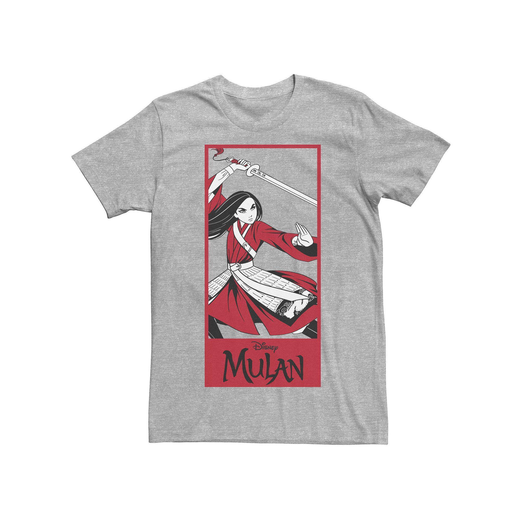 Disney's Mulan Action Pose Men's Panel Tee, Size: XXL, Athletic Grey Product Image