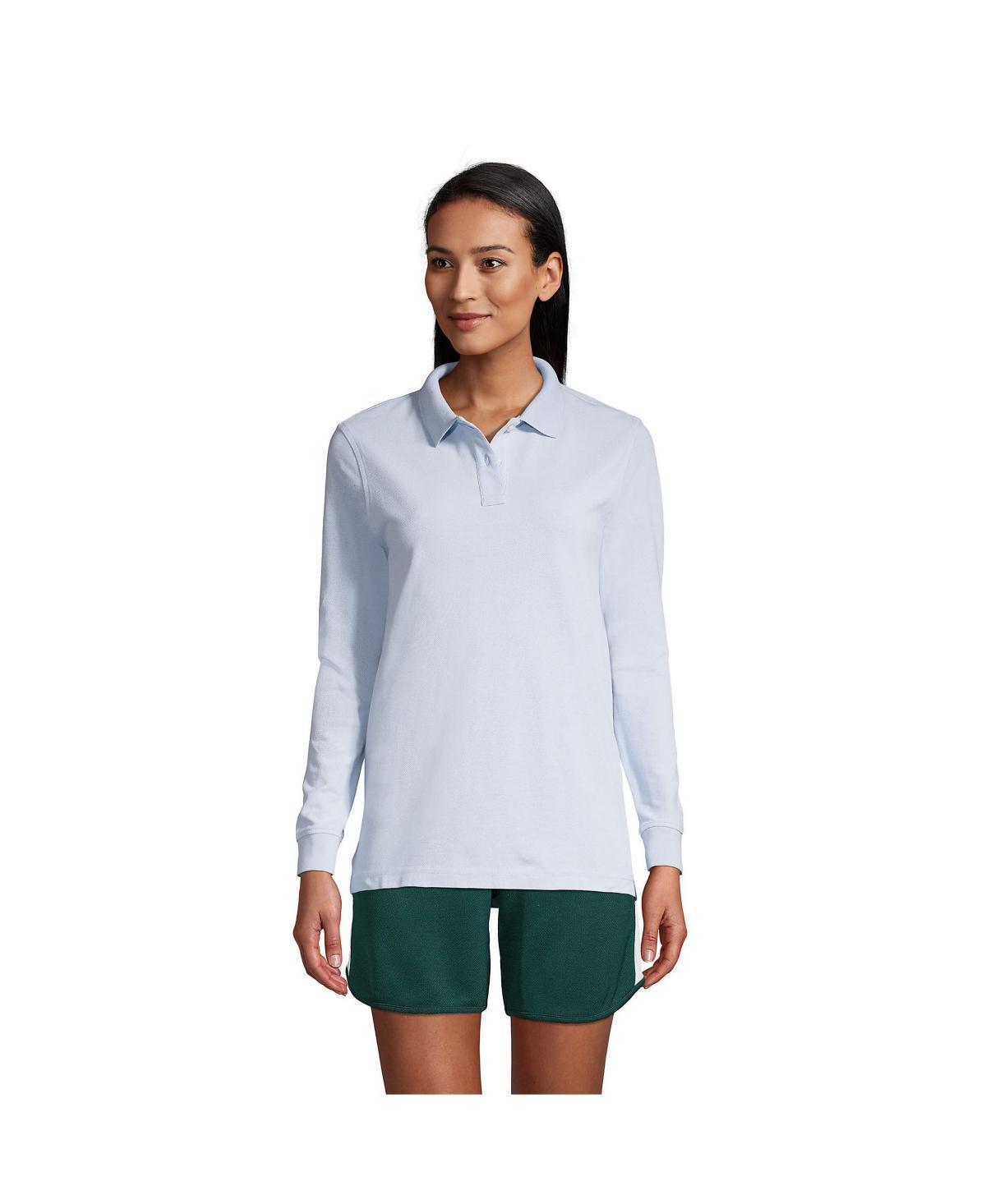 Womens Tall Lands End School Uniform Long Sleeve Mesh Polo Shirt Product Image