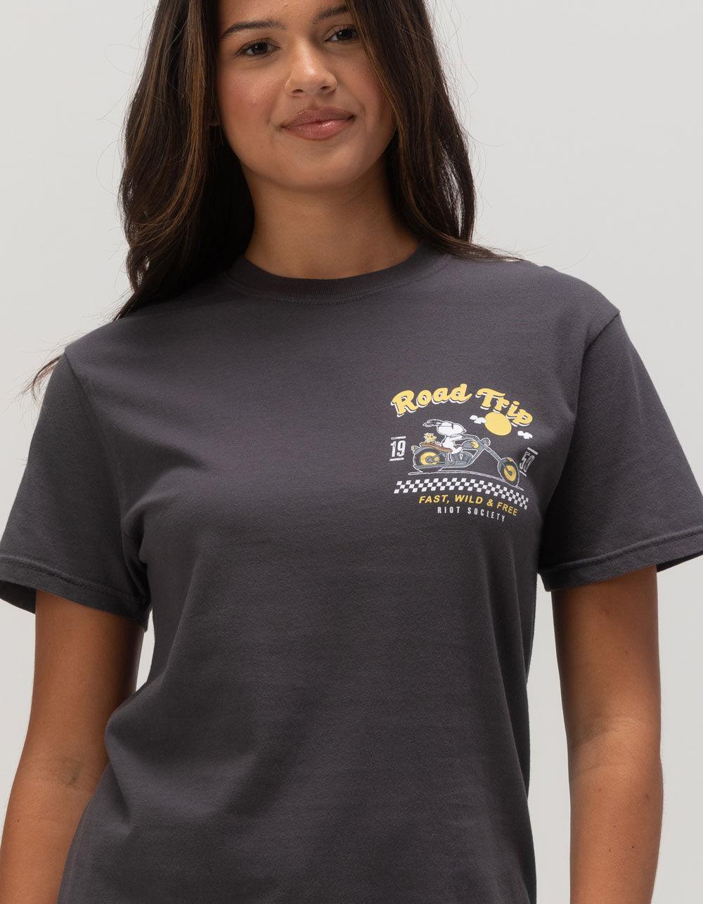 RIOT SOCIETY x Peanuts Road Trip Womens Tee - OFF-BLACK Product Image