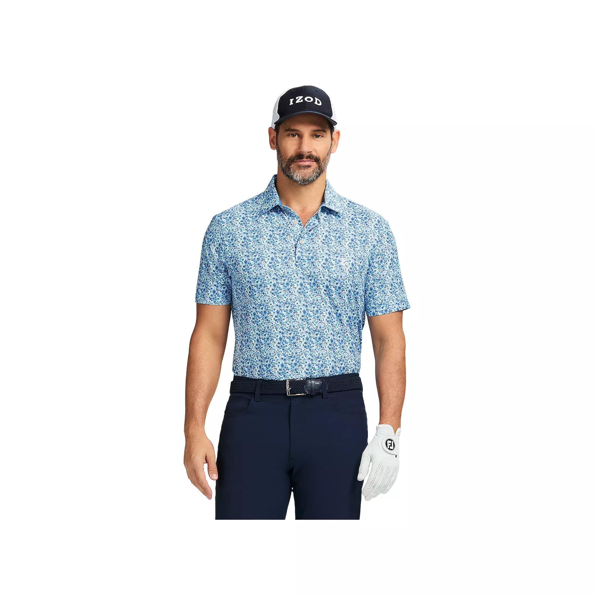 Men's IZOD Swingflex Elite Golf Short Sleeve Polo, Size: Large, Floral Blues Product Image