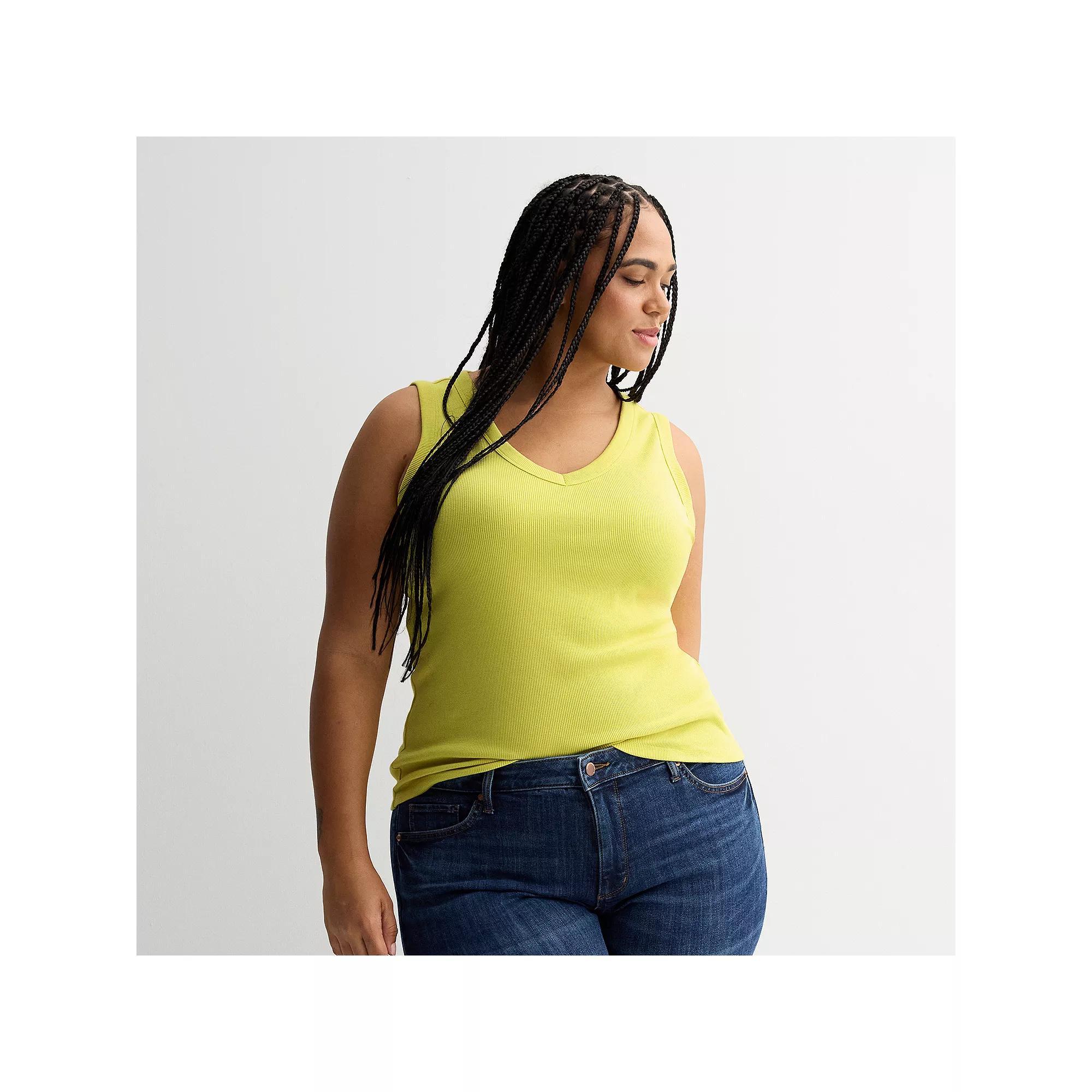 Plus Size Sonoma Goods For Life® Ribbed V-Neck Tank Top, Women's, Size: 4XL, Peri Phlox Product Image