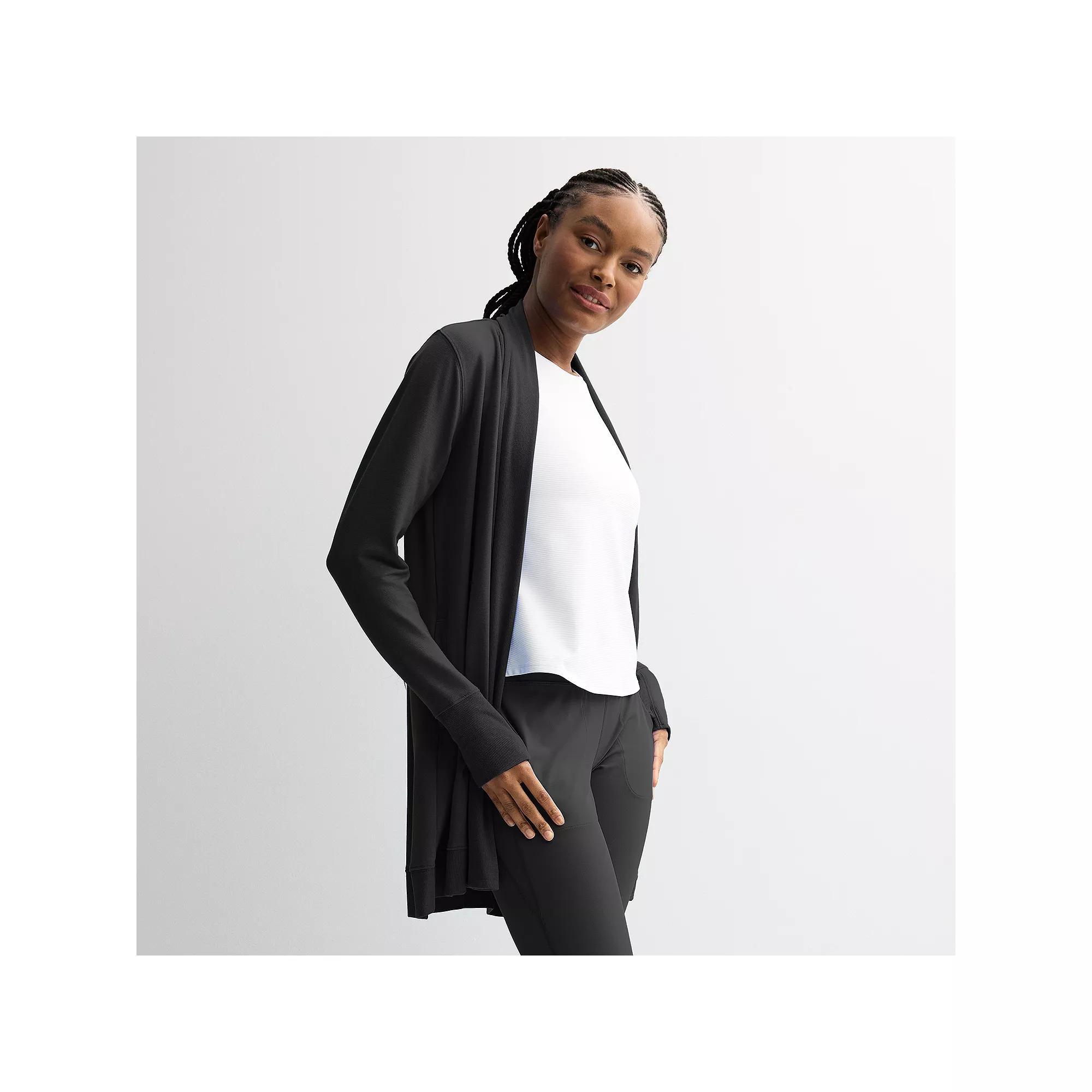 Women's Tek Gear French Terry Long Wrap, Size: Large, Mineral Black Product Image
