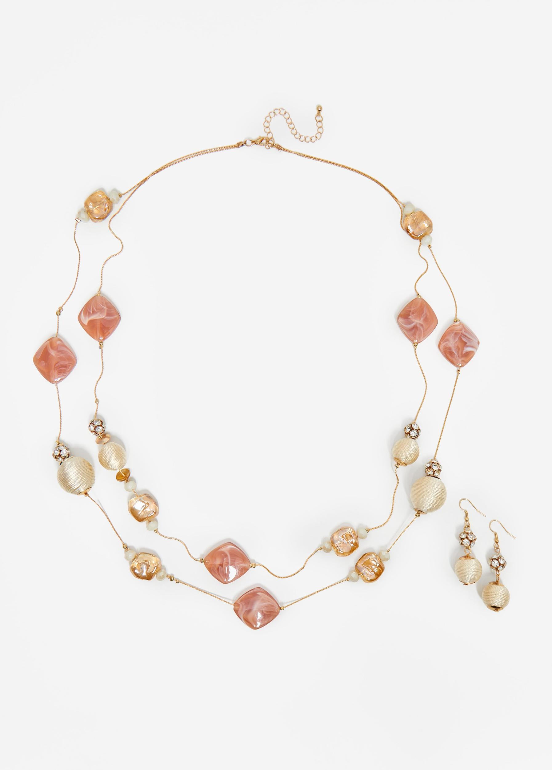 Bead And Stone Necklace Set Product Image