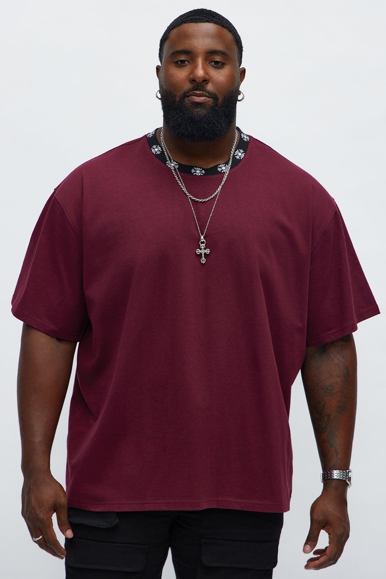 Short Sleeve Cross Collar Graphic - DarkRed Product Image