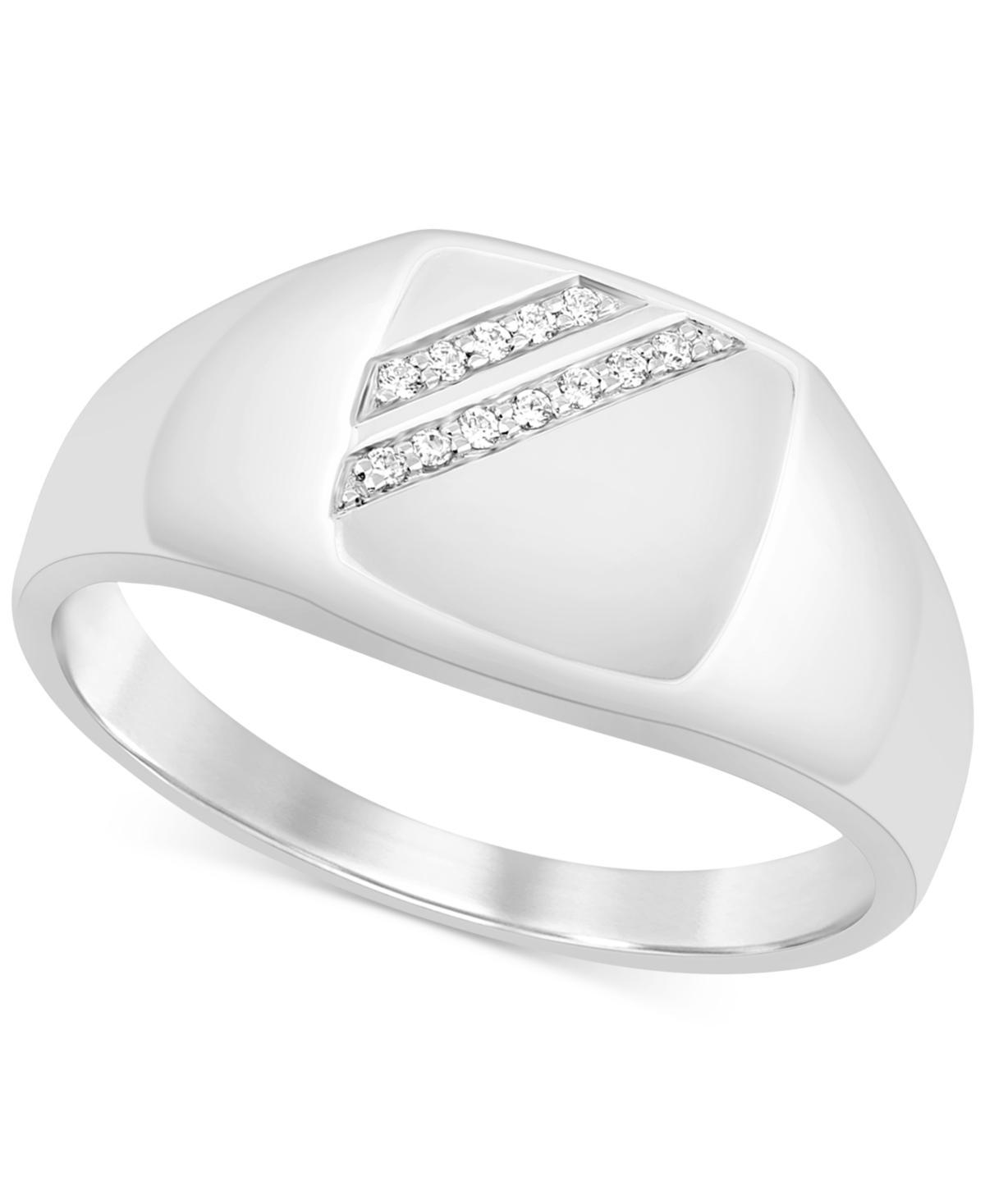 Mens Diamond Polished Signet Ring (1/20 ct. t.w.) in 10k Gold Product Image