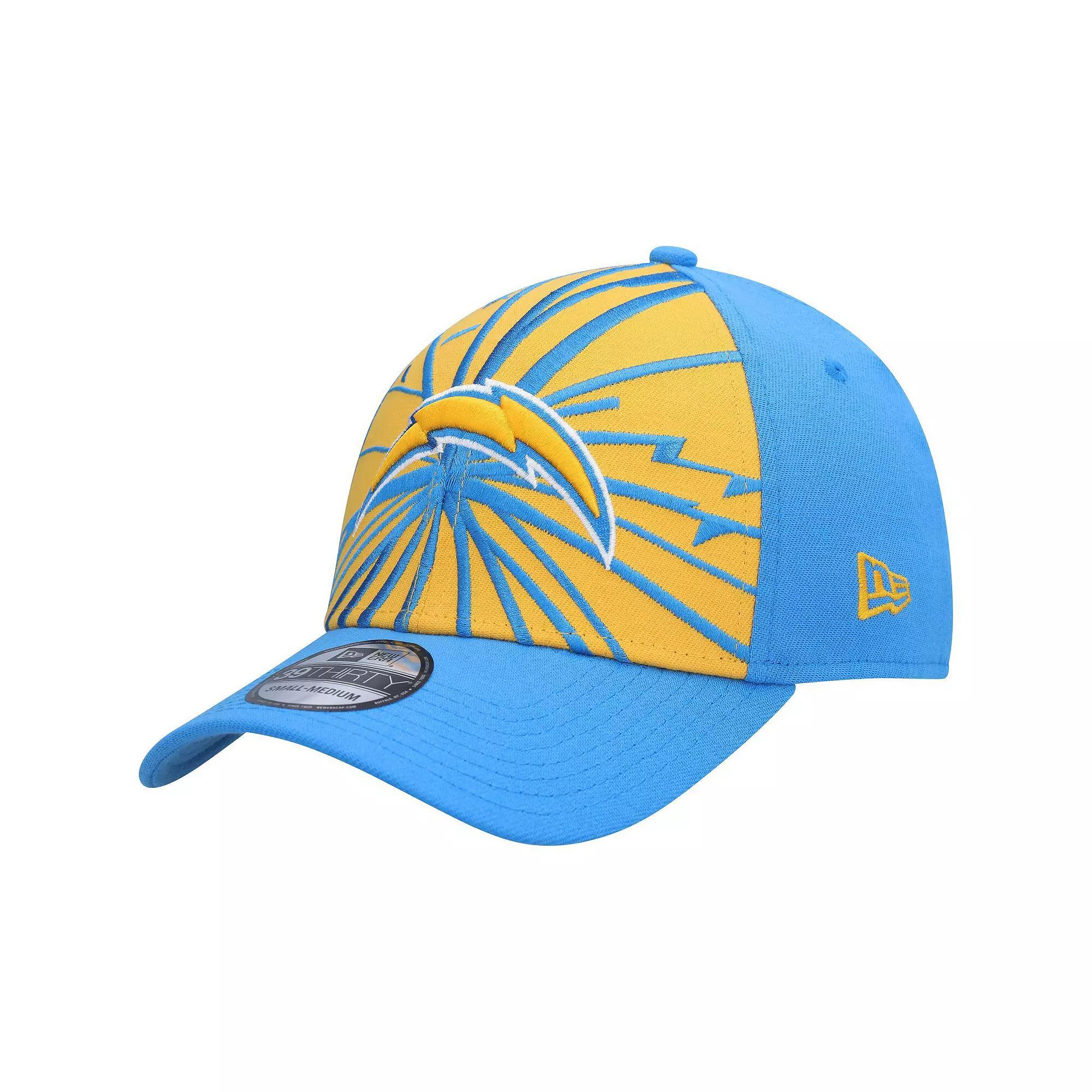 Men's New Era Gold/Powder Blue Los Angeles Chargers Shattered 39THIRTY Flex Hat, Size: Medium/Large Product Image