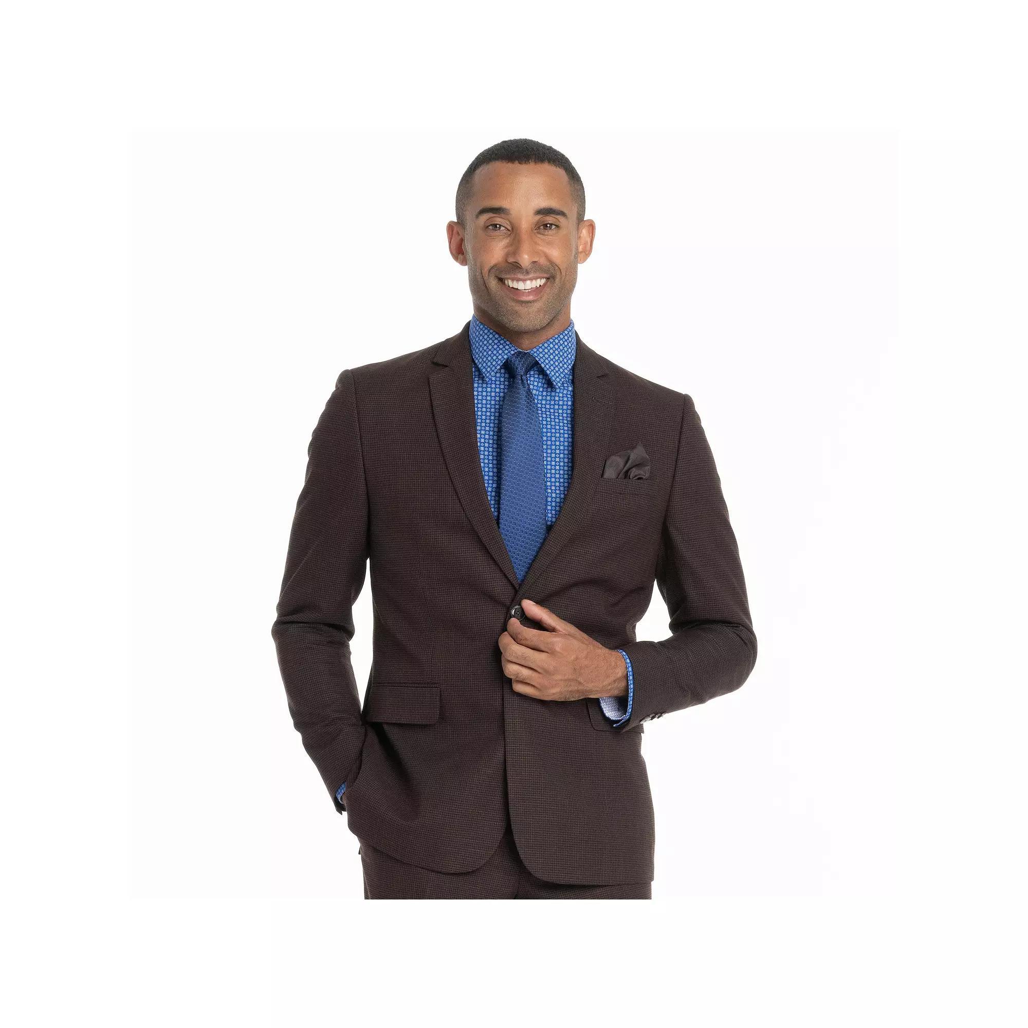 Men's Nick Graham Broadway Slim Fit Suit Jacket, Size: 42 Short, Red Tic Weave Product Image
