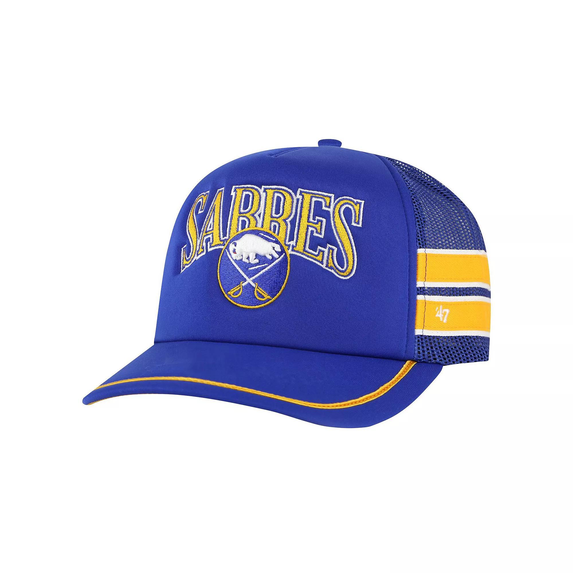 Mens 47 Royal Buffalo Sabres Sideband Stripes Trucker Snapback Hat Product Image