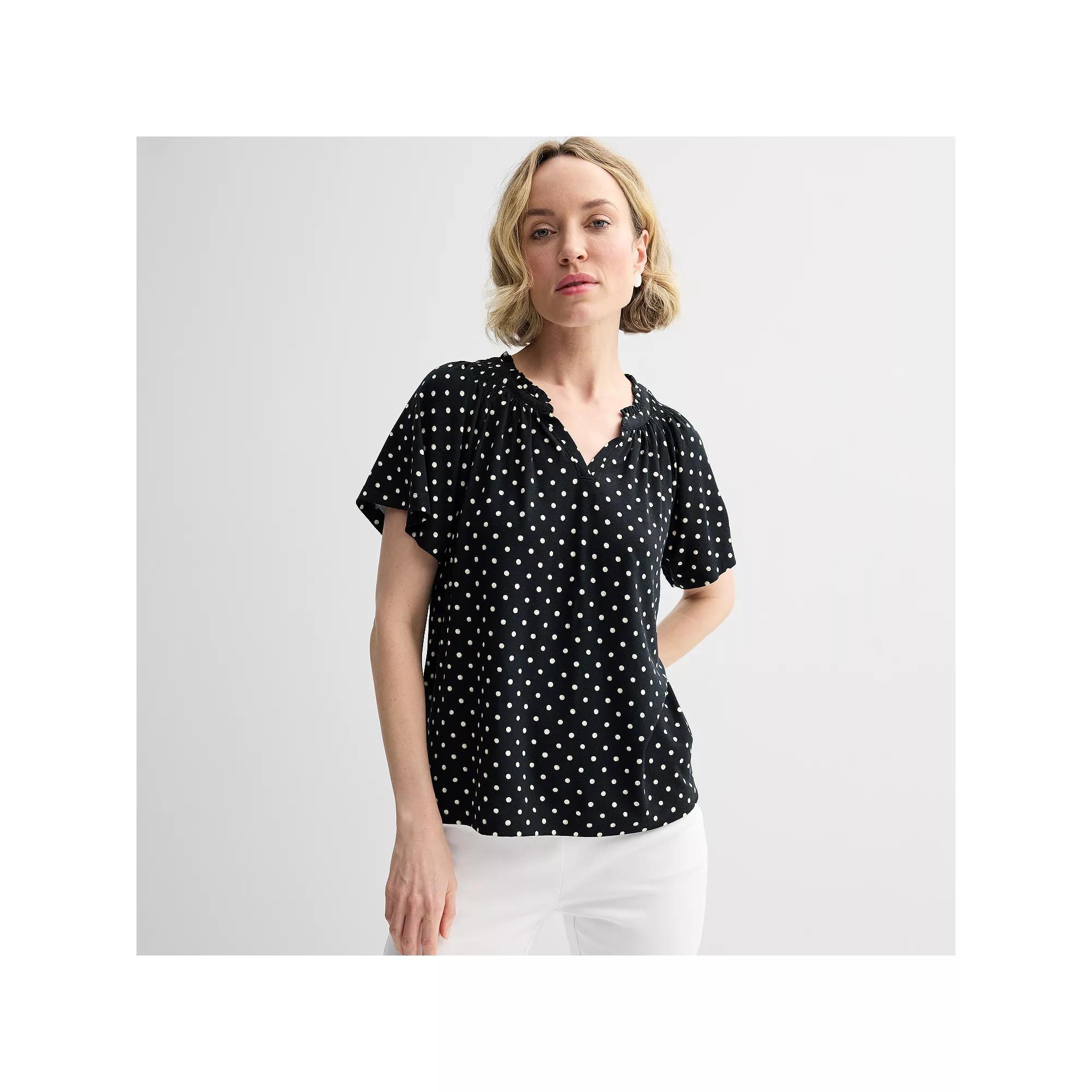 Women's Croft & Barrow® Smocked Raglan Top, Size: Small, Blue Crafted Garden Product Image