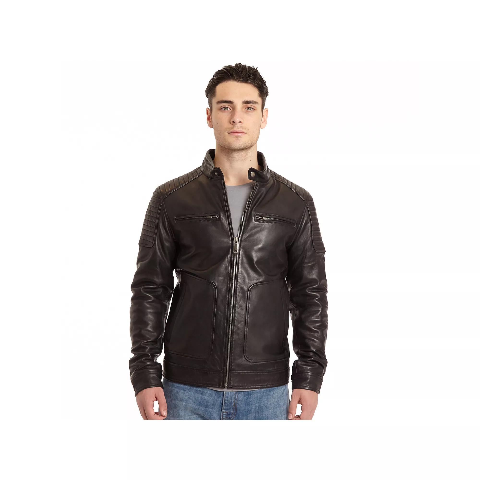 Men's Excelled Lamb Leather Moto Jacket, Size: XL, Black Product Image