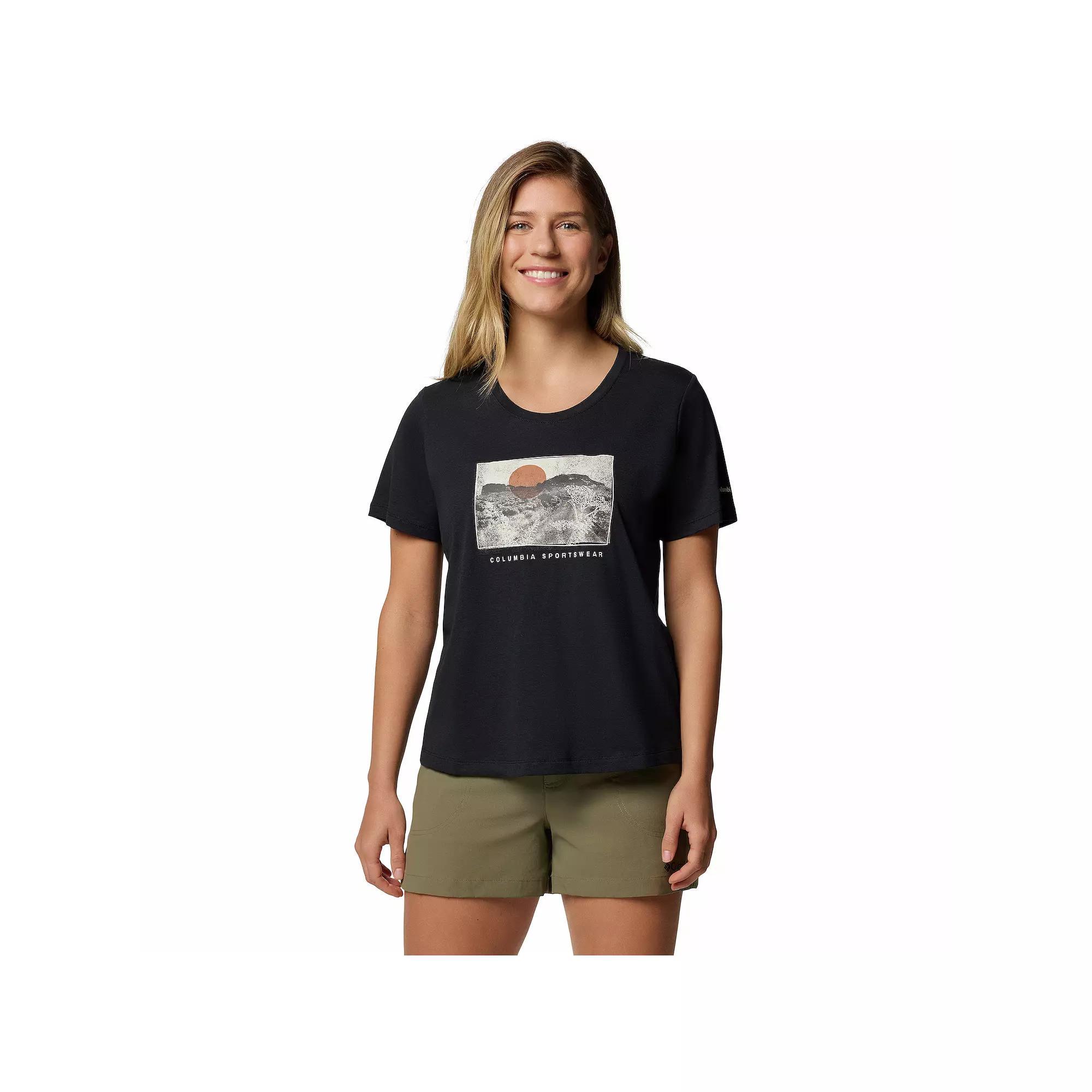 Women's Columbia Omni-WICK™ Ruby Springs Scoopneck Short Sleeve Graphic Tee, Size: Medium, Collegiate Blue Product Image