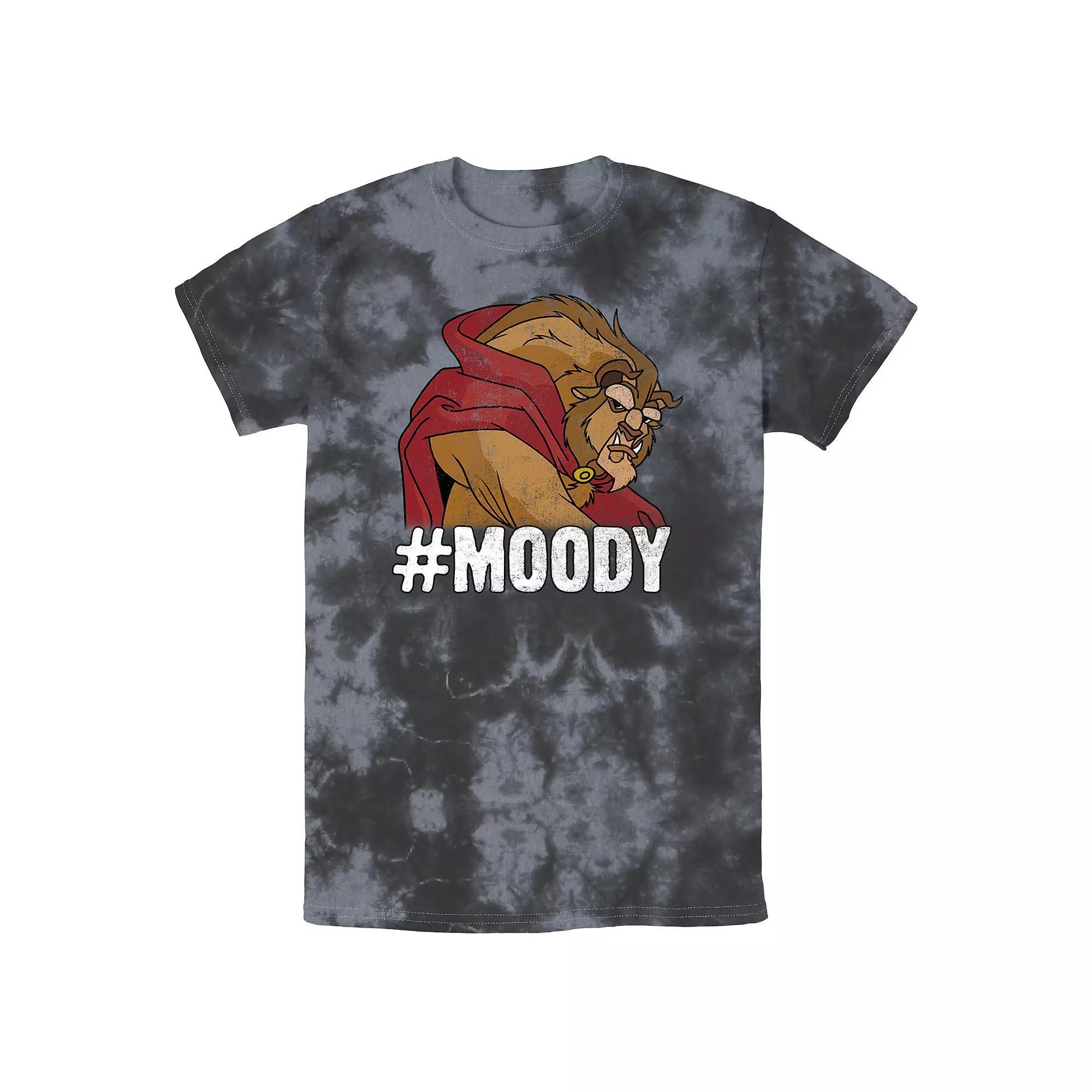 Men's Disney Beauty And The Beast # Moody Portrait Bomabrd Wash Tee, Size: Large, Black Grey Product Image