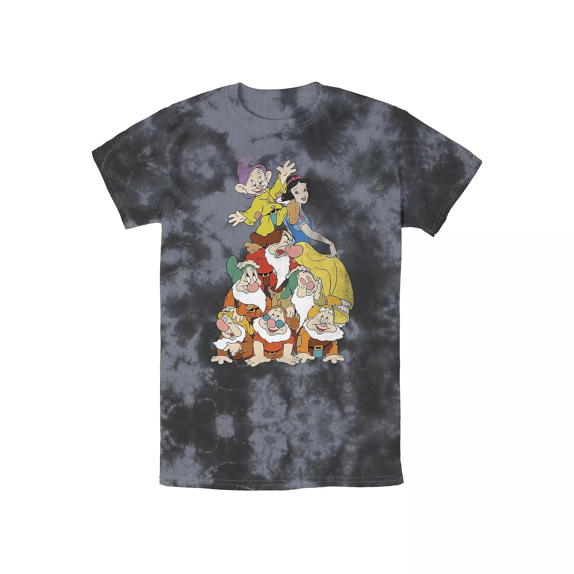 Men's Disney Snow White Seven Dwarf Stack Bomabrd Wash Tee, Size: Medium, White Blue Product Image
