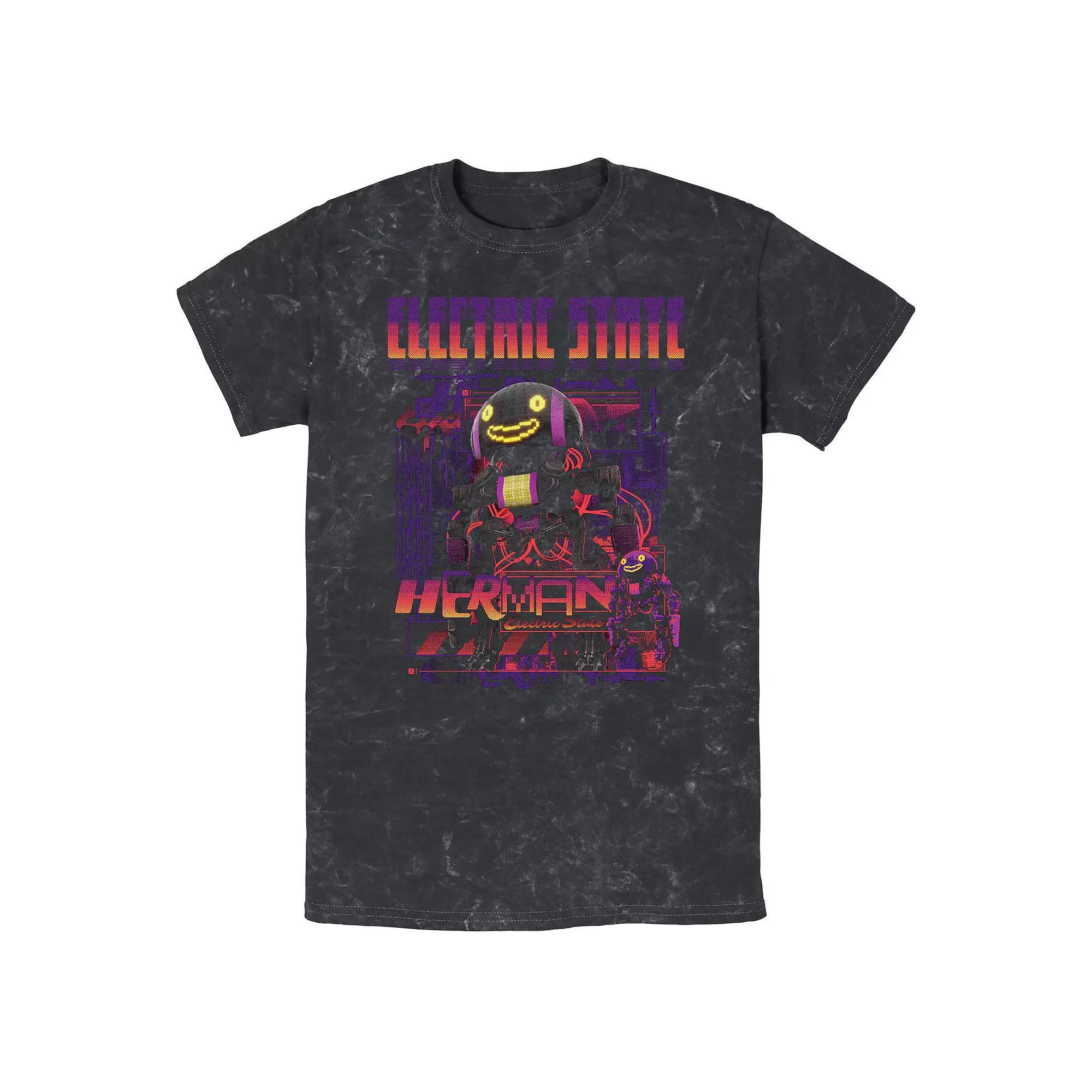 Men's The Electric State Glitch Herman Mineral Wash Graphic Tee, Size: Small, Black Product Image