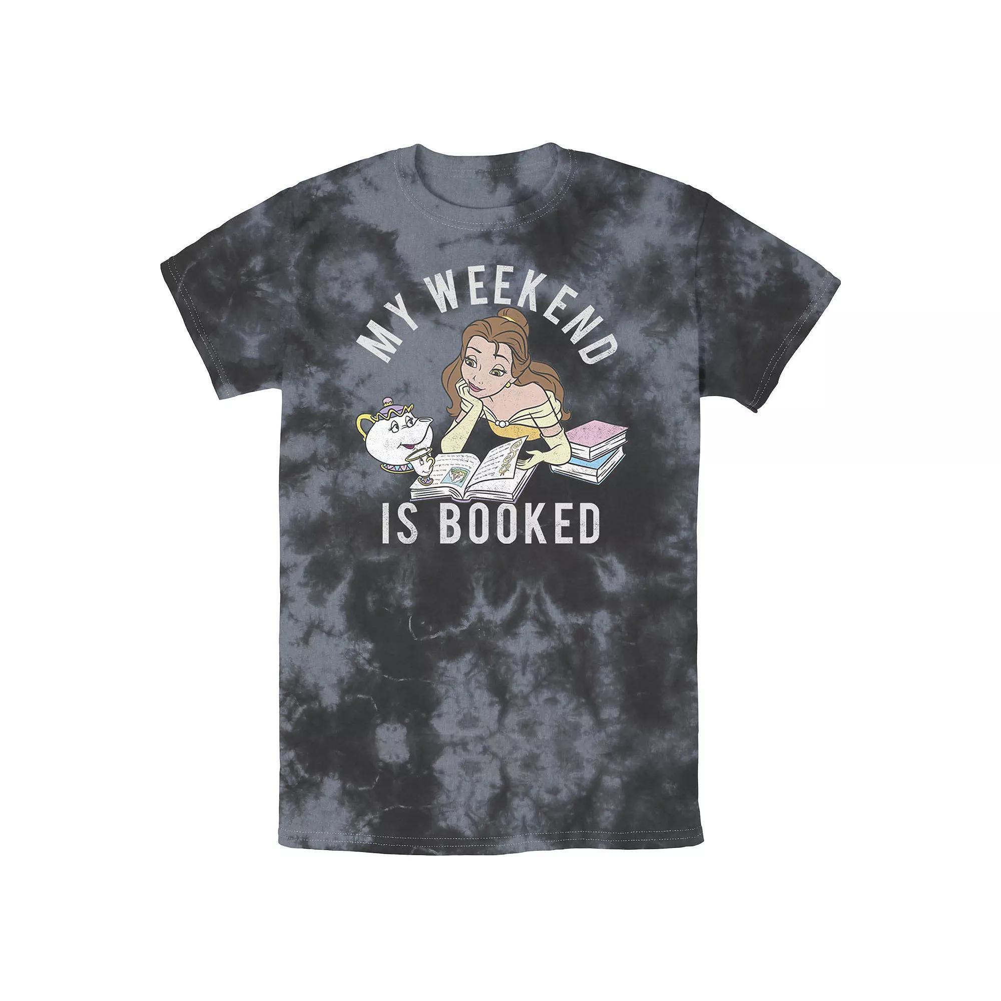 Mens Disney Beauty And The Beast Belle My Weekend Is Booked Bomabrd Wash Tee Black Grey Product Image