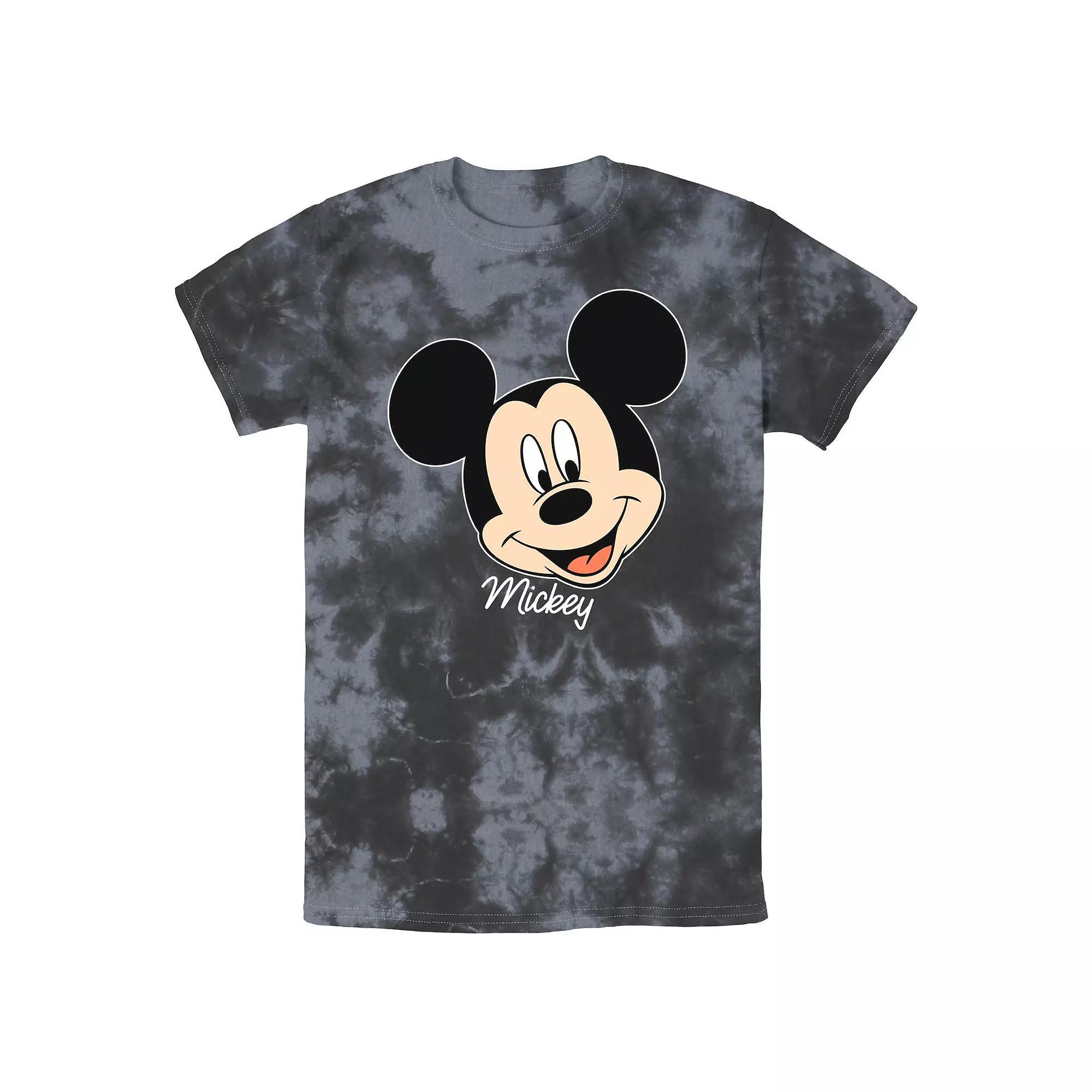 Men's Disney Mickey Mouse Smile Face Portrait Wash Tee, Size: XL, Black Grey Product Image