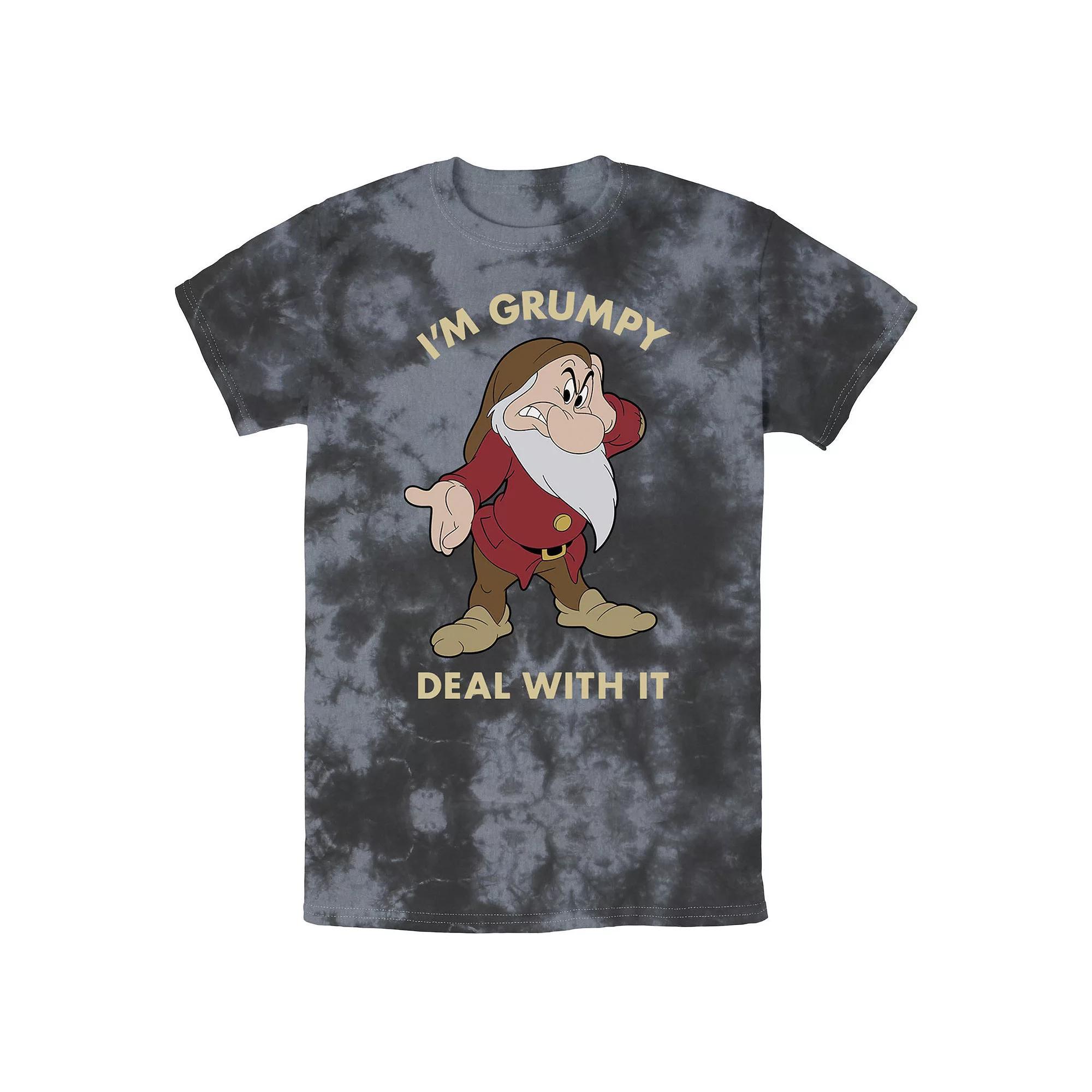 Men's Disney Snow White I'm Grumpy Deal With It Portrait Bomabrd Wash Tee, Size: Small, White Blue Product Image