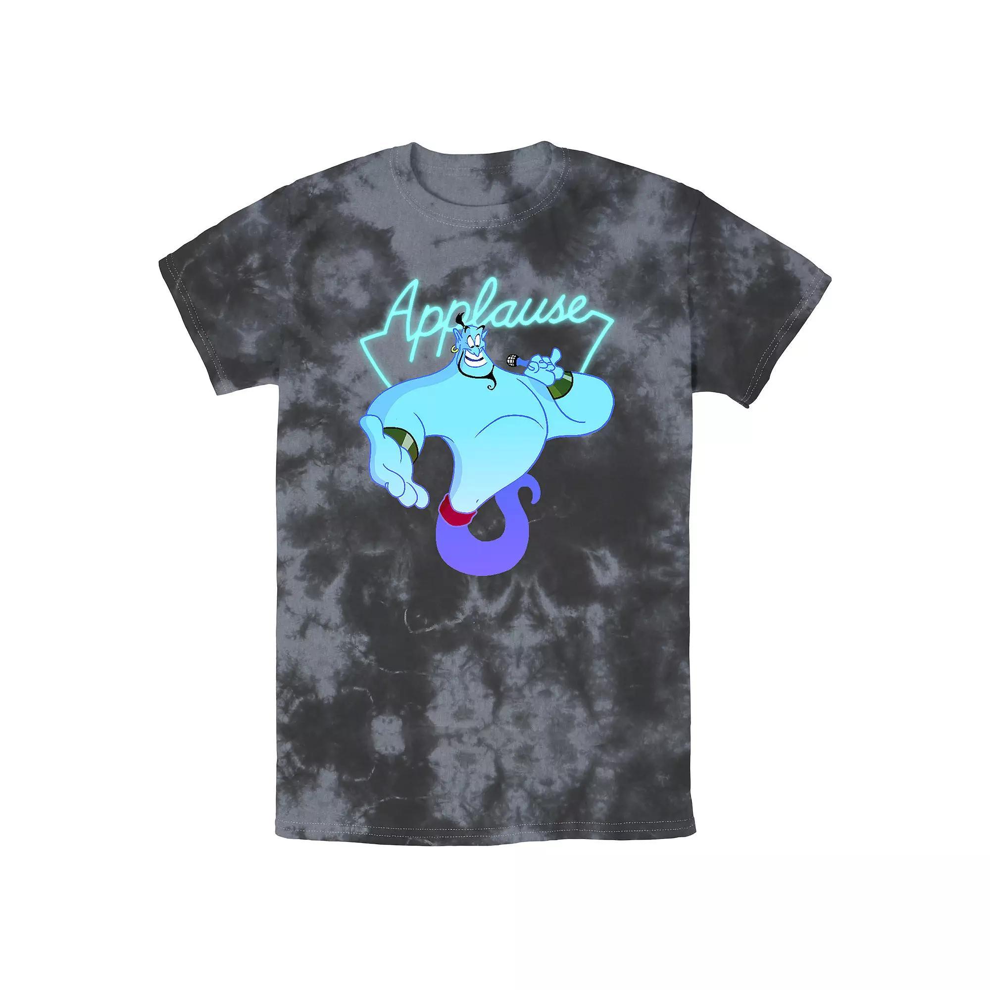 Men's Disney Aladdin Genie Applause Neon Sign Portrait Bomabrd Wash Tee, Size: XL, White Blue Product Image
