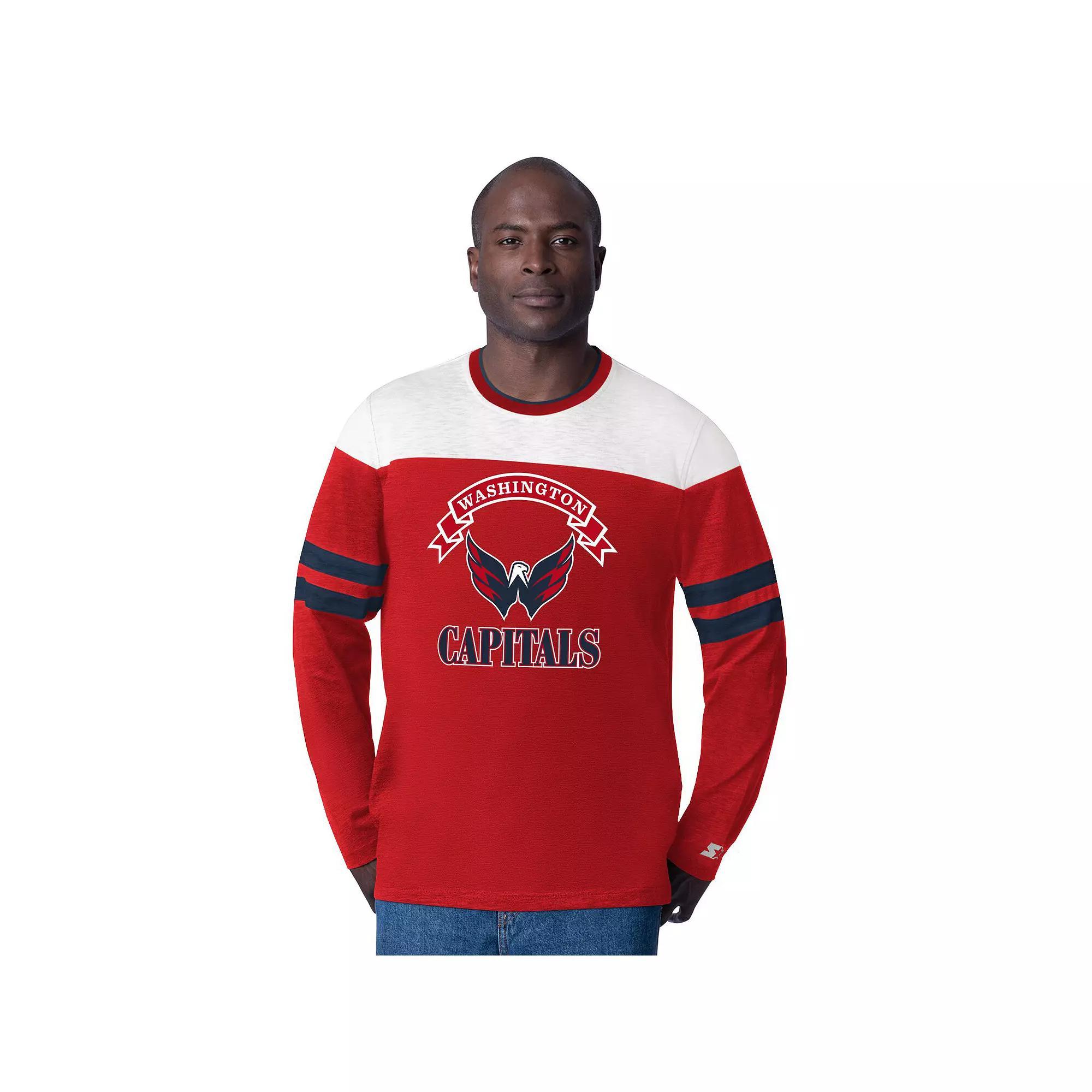 Men's Starter  Red Washington Capitals Blitz Durene Long Sleeve T-Shirt, Size: Large Product Image