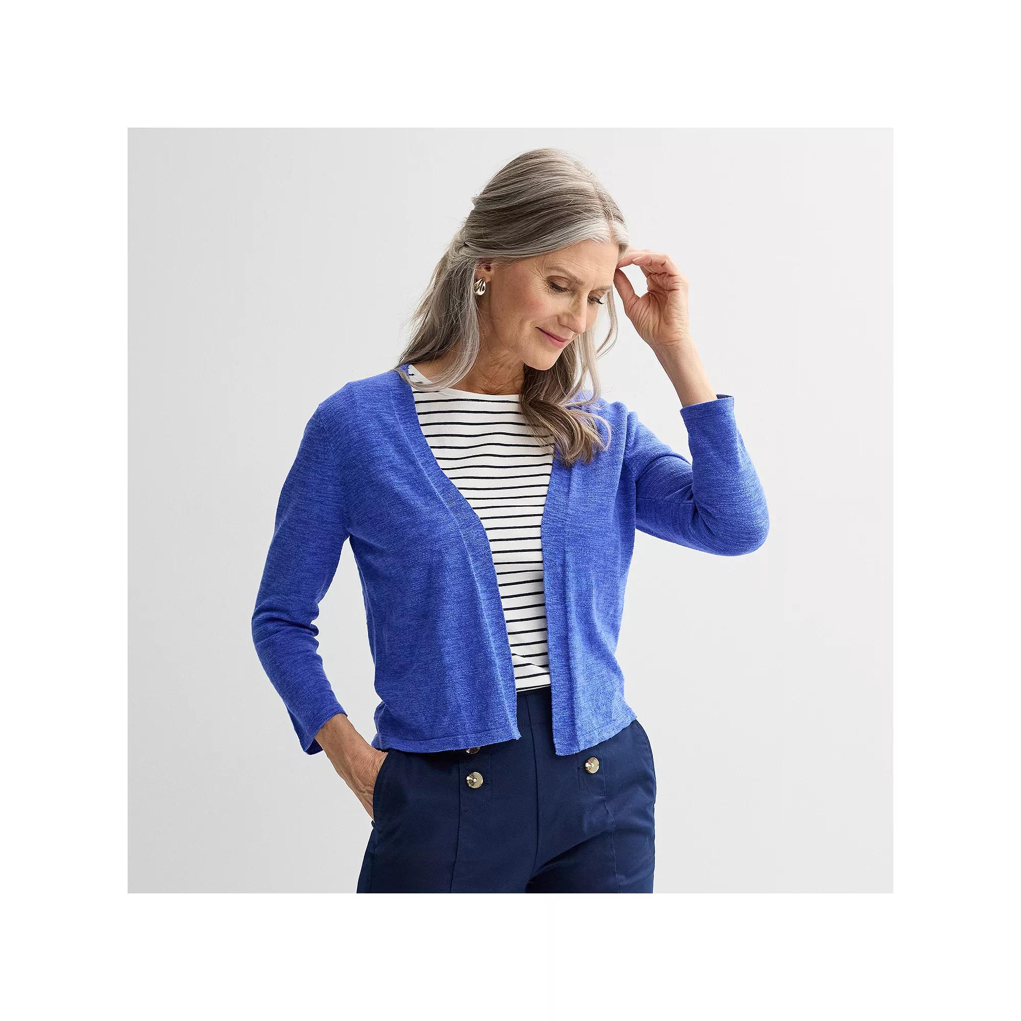 Women's Croft & Barrow® Open Front Cardigan, Size: Large, Xander Purple Product Image
