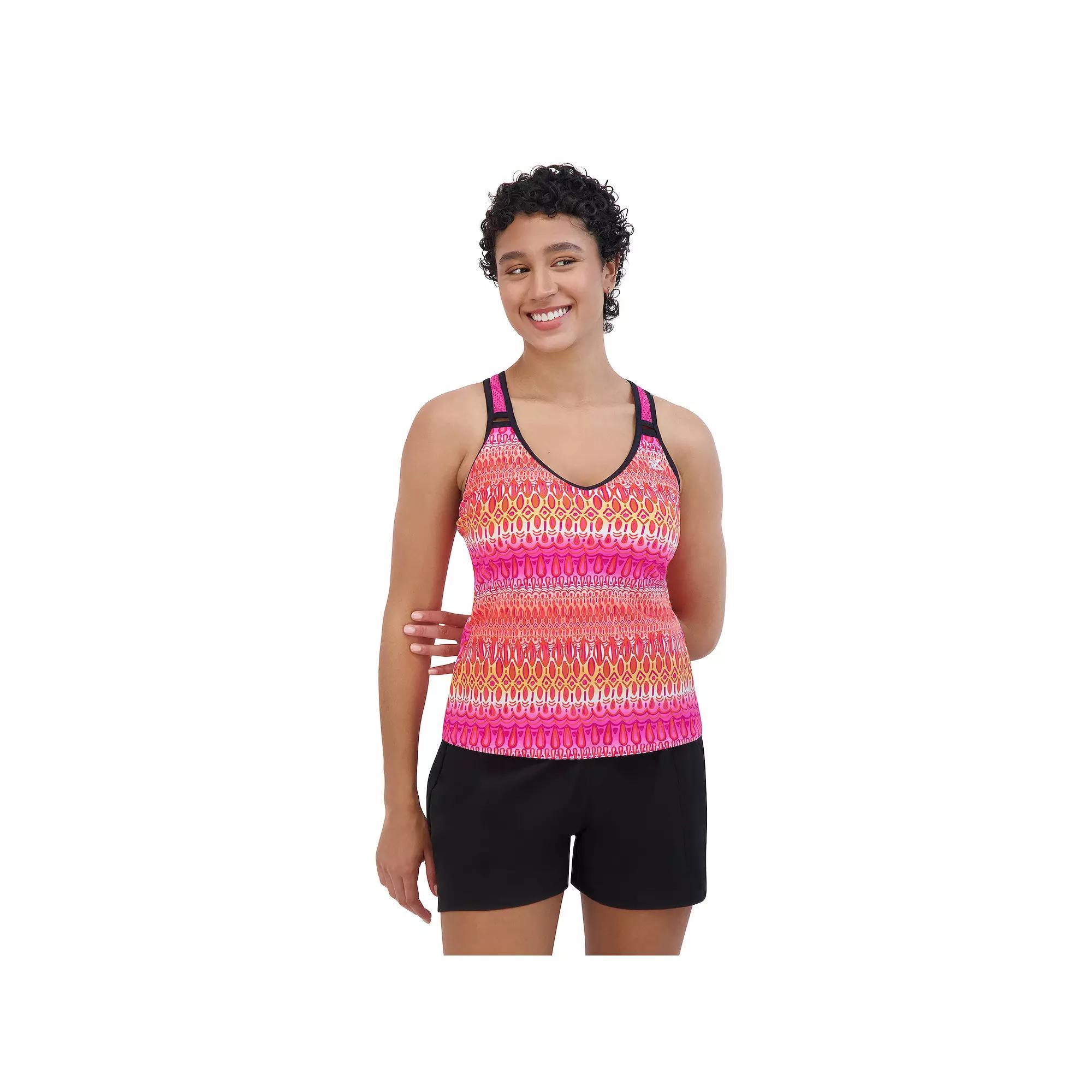 Women's ZeroXposur UPF 30+ Mist O-Ring Action Swim Tankini, Size: XL, Geranium Product Image