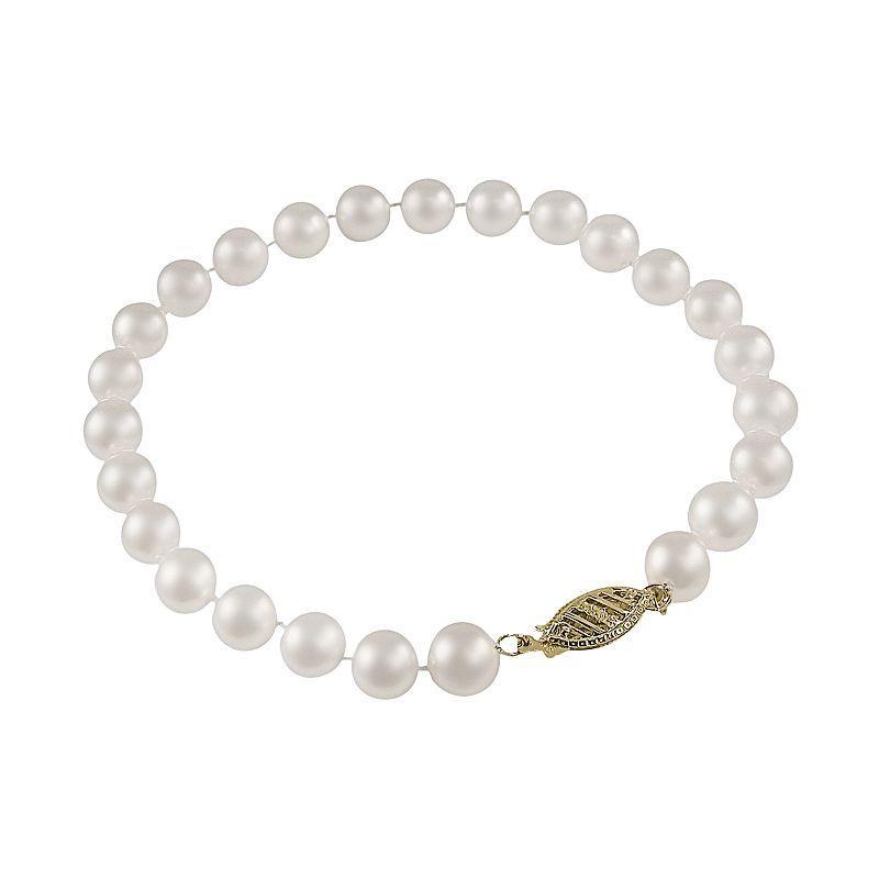 10k Gold Freshwater Cultured Pearl Bracelet - 7.5-in., Womens White Product Image