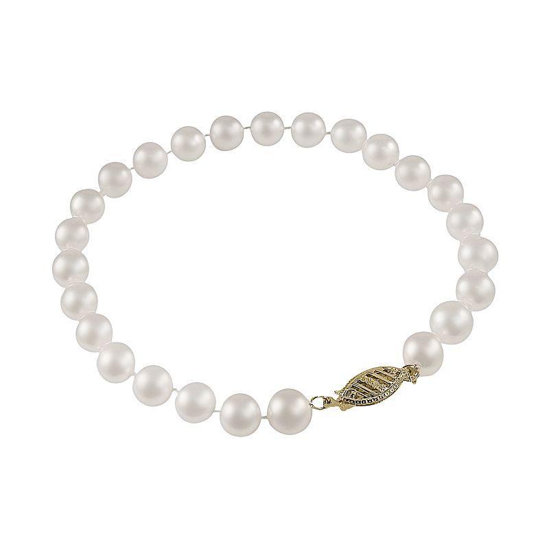10k Gold Freshwater Cultured Pearl Bracelet - 7.5-in., Womens White Product Image