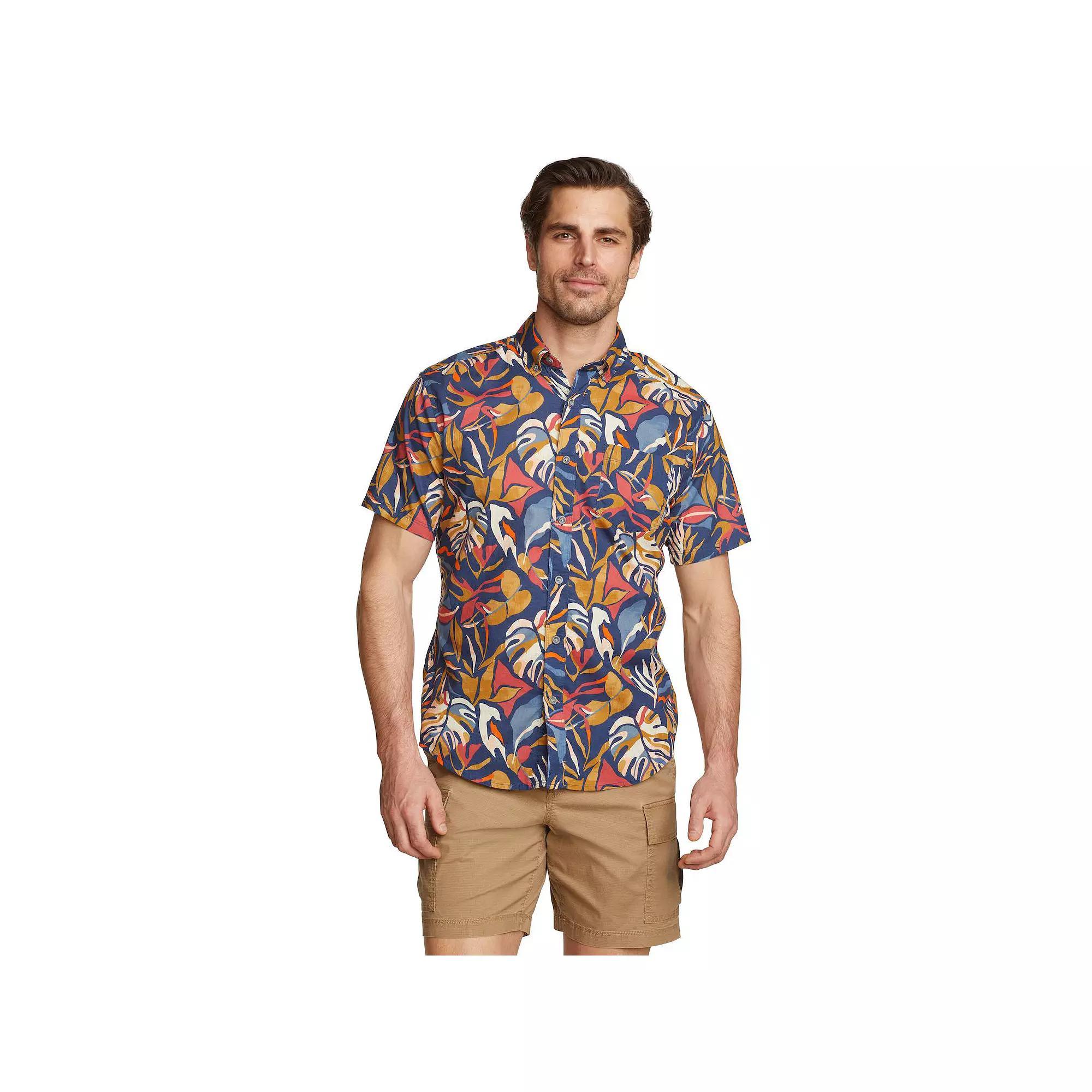 Big & Tall Eddie Bauer Short Sleeve Baja Shirt, Men's, Size: Large Tall, Dusted Blue Product Image