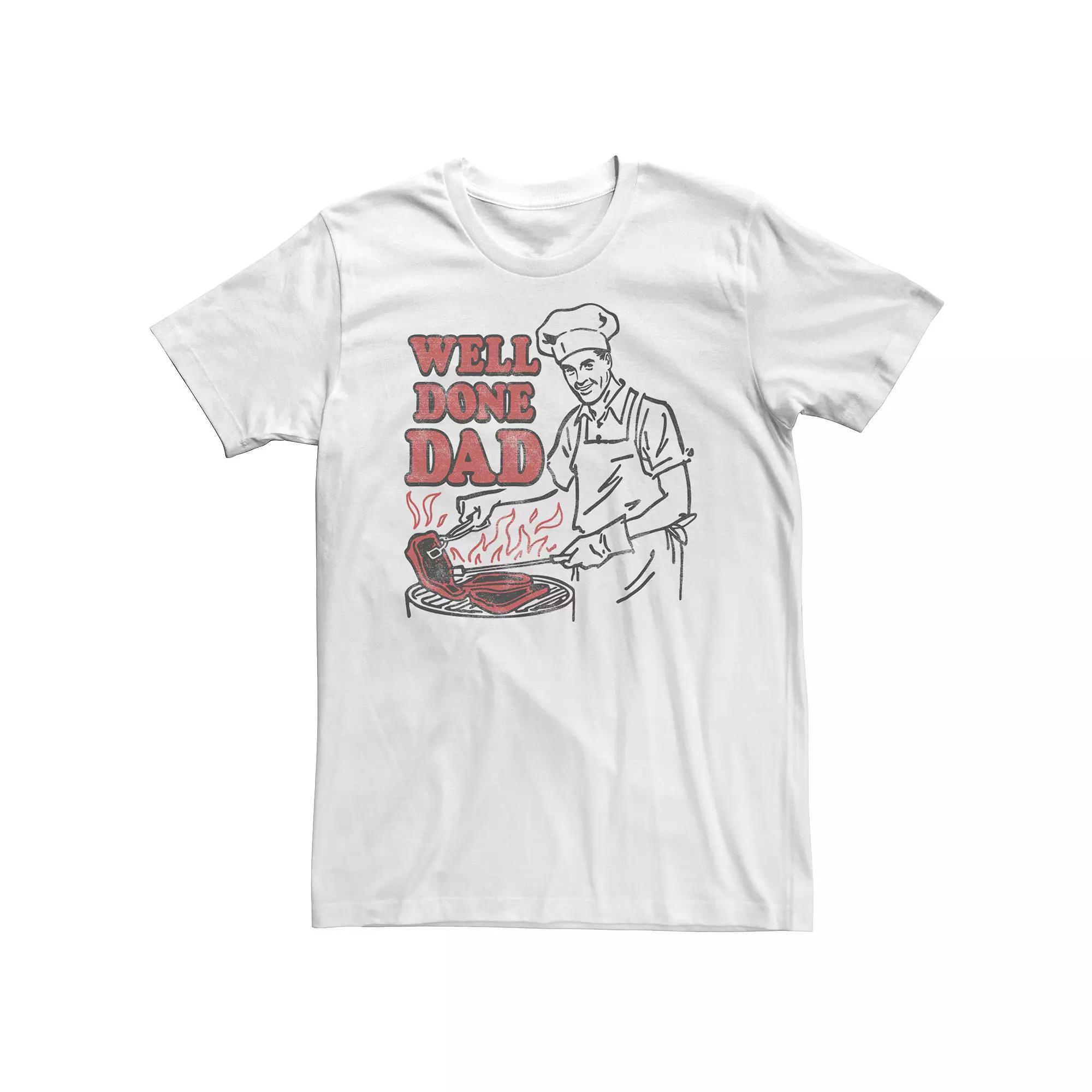 Big & Tall "Well Done Dad" Grilling Barbecue Father's Day Tee, Men's, Size: 5XL, White Product Image