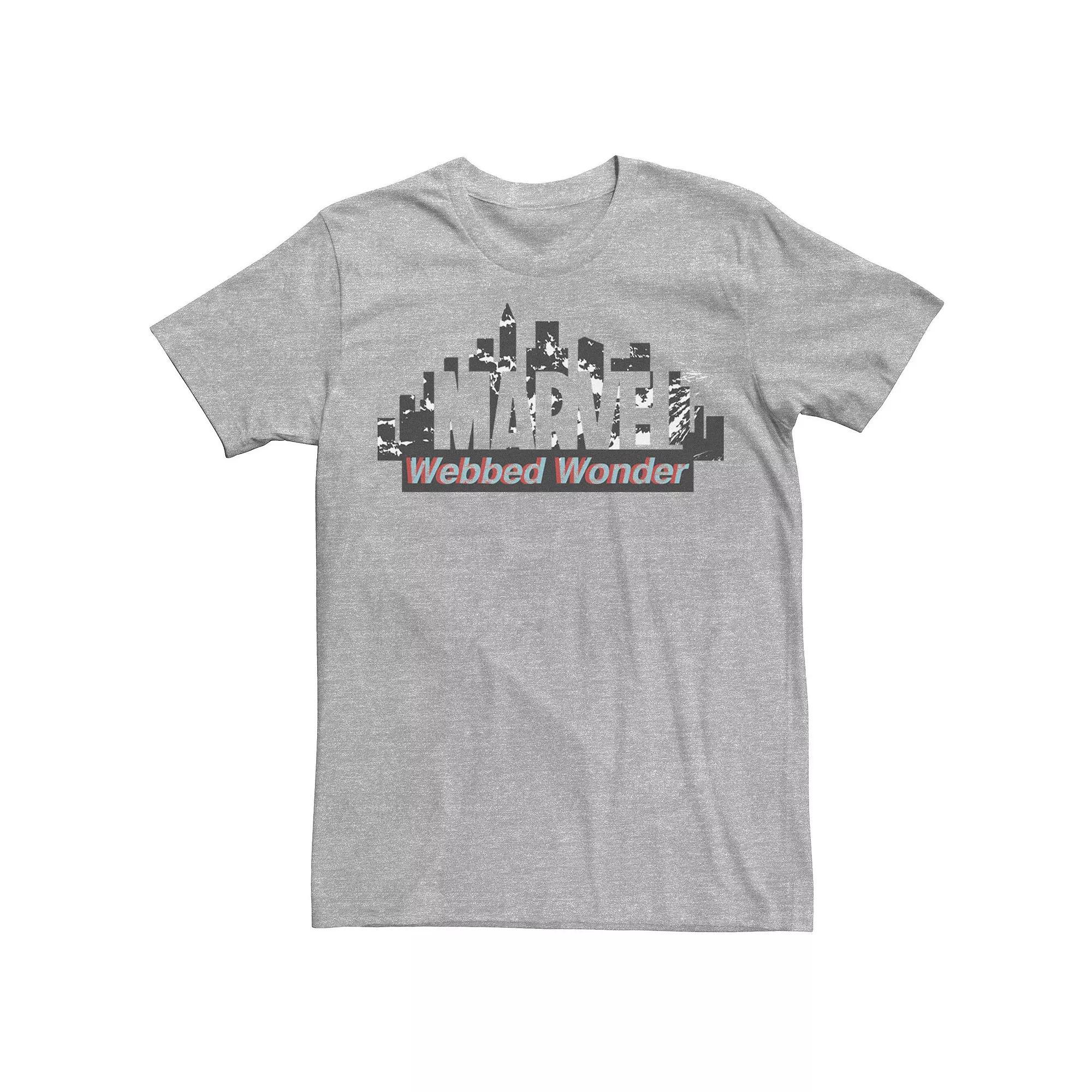 Men's Marvel Spider-Man Webbed Wonder Splatter Logo Tee, Size: Large, Athletic Grey Product Image
