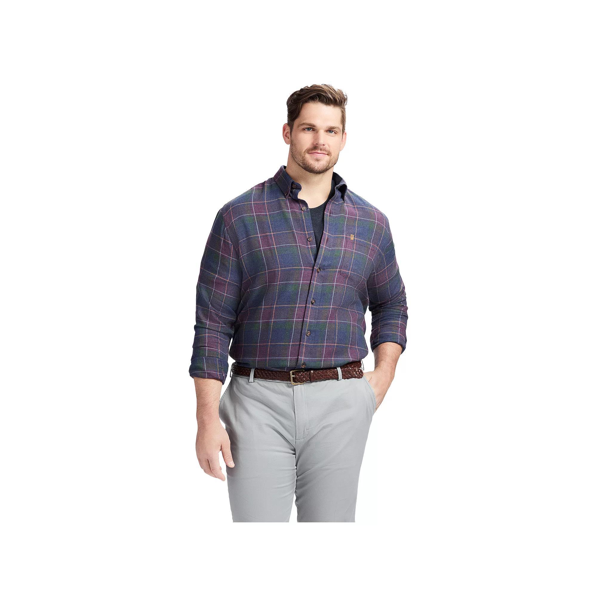 Big & Tall IZOD Stratton Flannel Long Sleeve Button Down Shirt, Men's, Size: 3XB, Bijou Blue Product Image