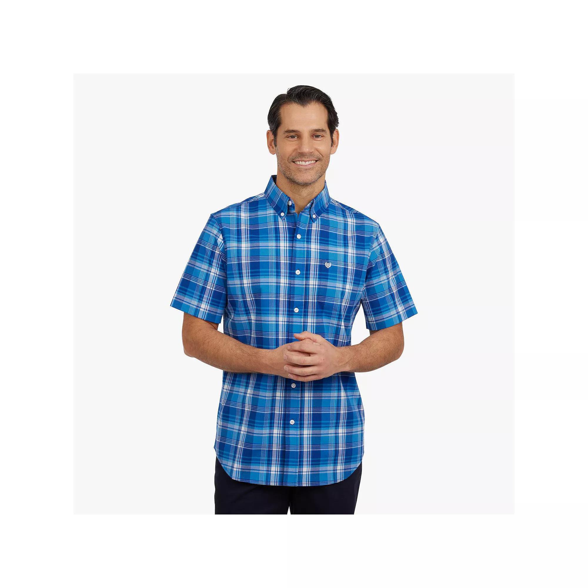 Men's Chaps Short Sleeve Button-Down Shirt, Size: XXL, Estate Blue Product Image