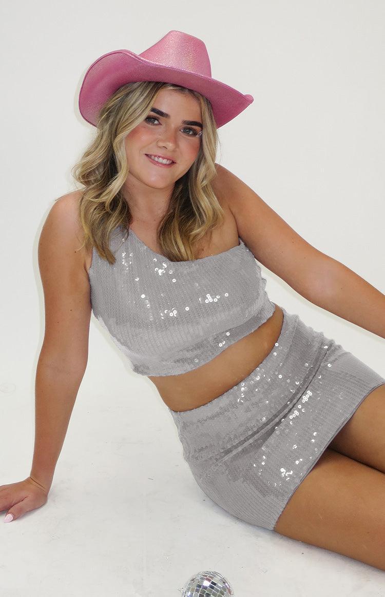 Starlight Silver Sequin Crop Top Girls Product Image