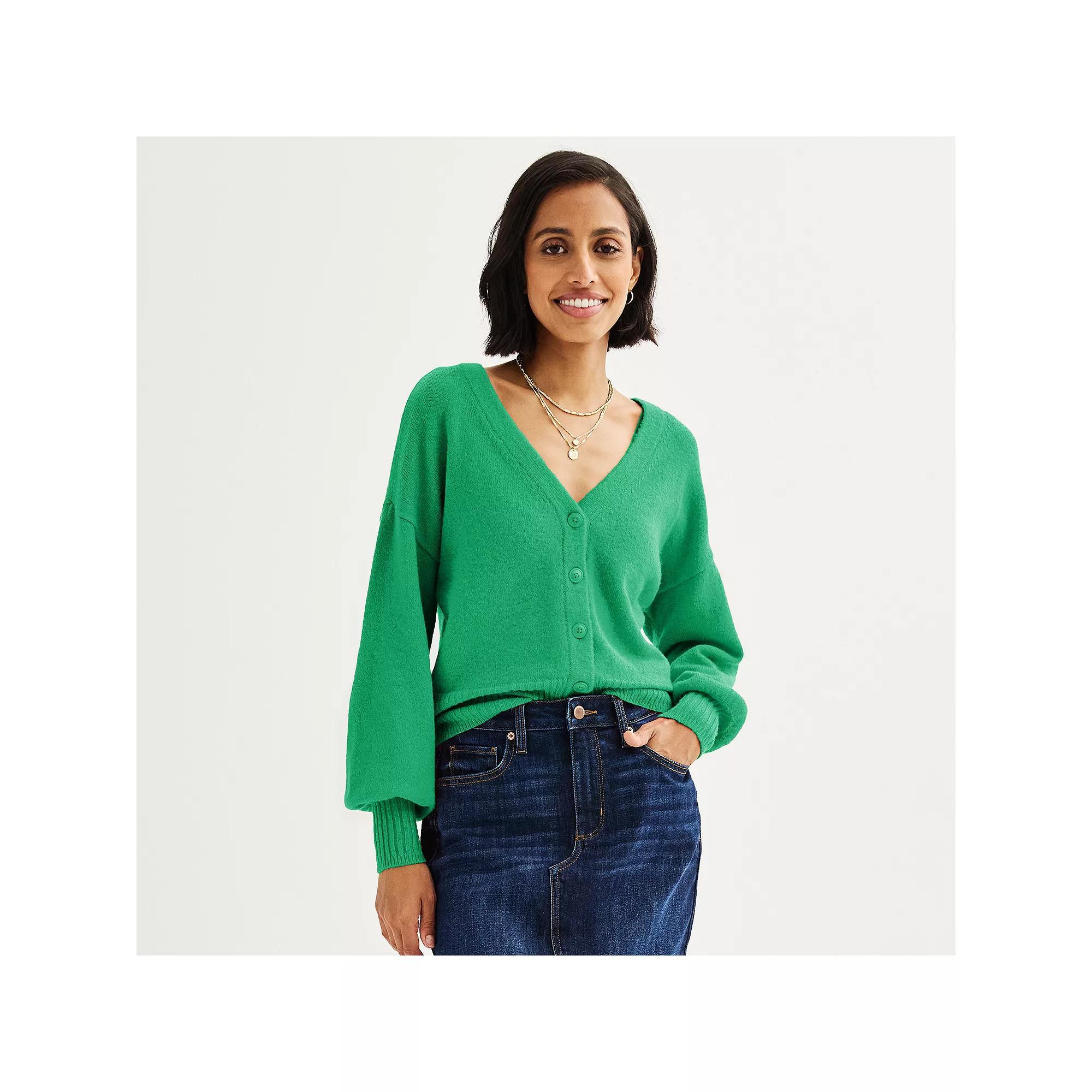 Women's Sonoma Goods For Life® Button Front Cardigan, Size: XS, Green Flare Product Image