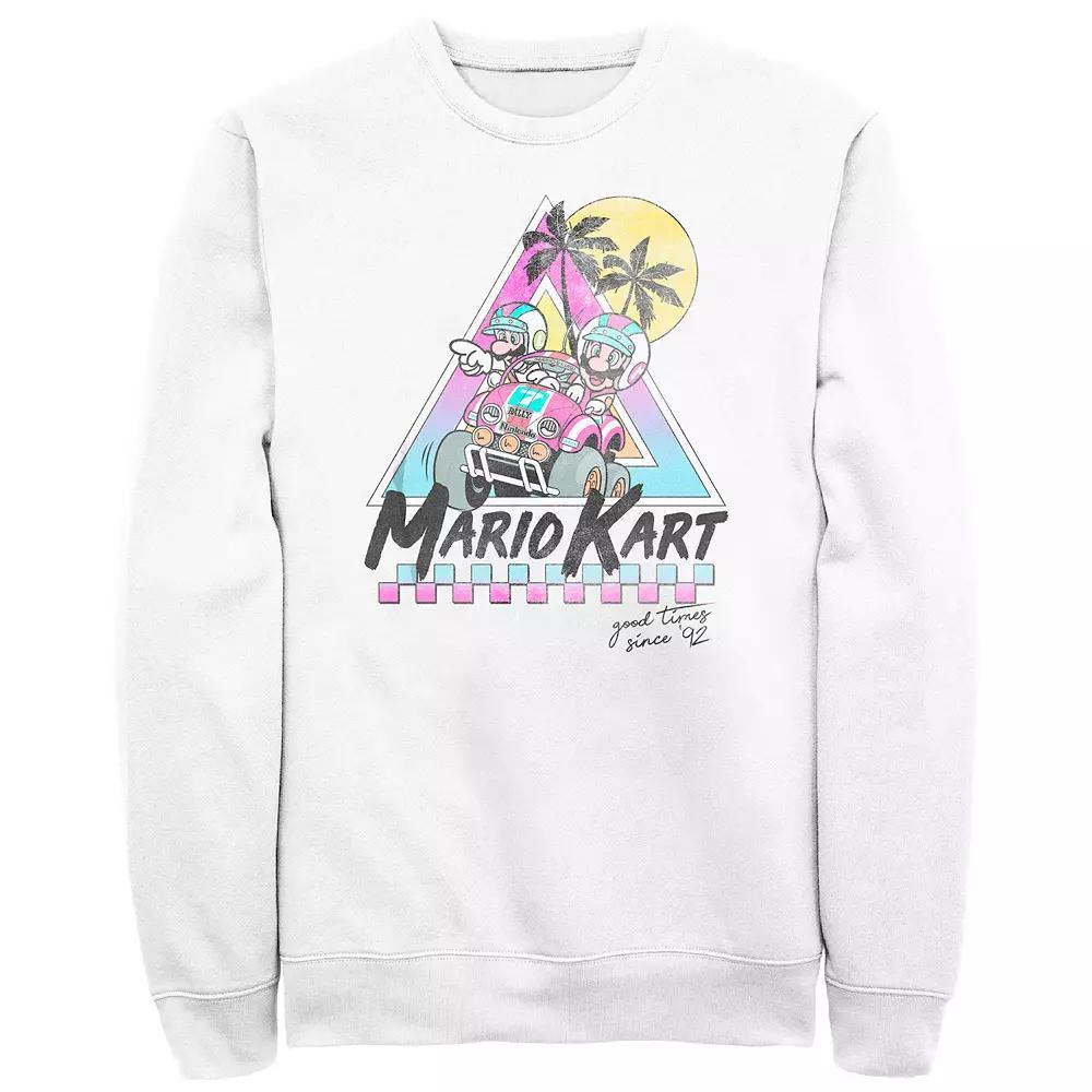 Men's Nintendo Mario Kart Beach Race Good Times Since 92 Fleece Sweatshirt, Size: XXL, White Product Image
