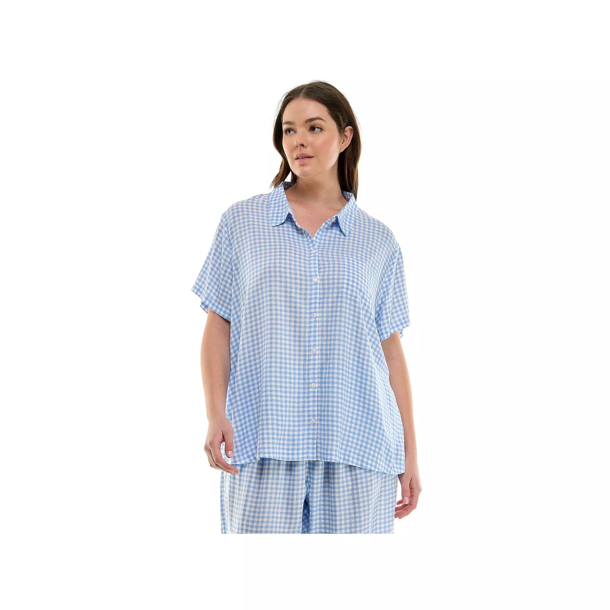 Plus Size Croft & Barrow® Woven Rayon Pajama Top, Women's, Size: 1XL, French Plaid Product Image