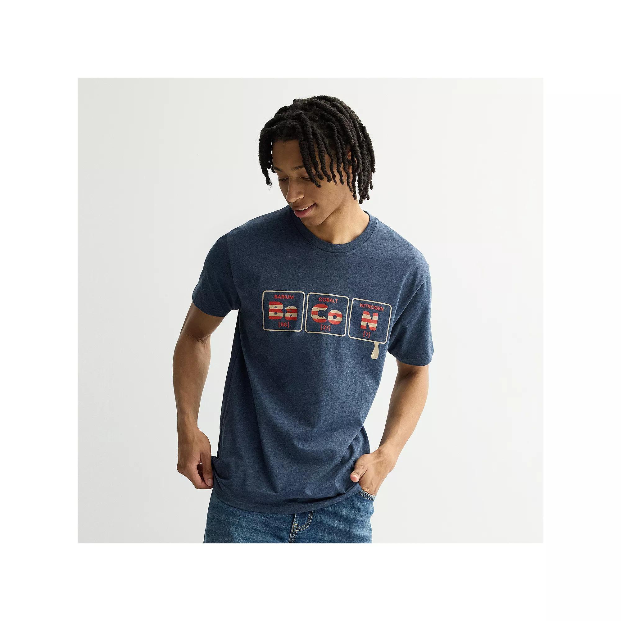 Men's Bacon Element Graphic Tee, Size: Small, Navy Grey Product Image