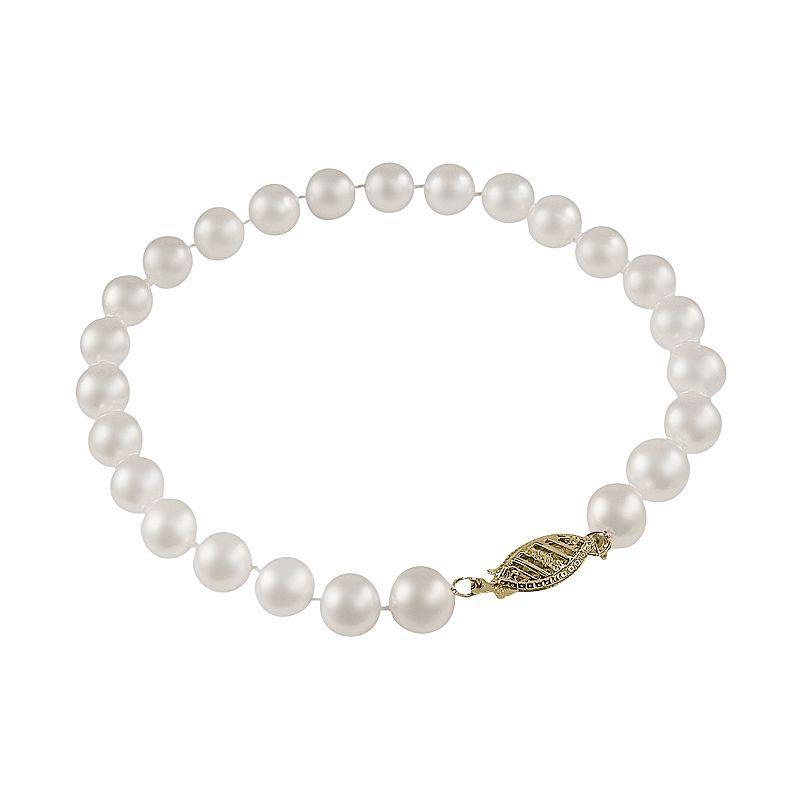 10k Gold Freshwater Cultured Pearl Bracelet - 7.5-in., Womens White Product Image