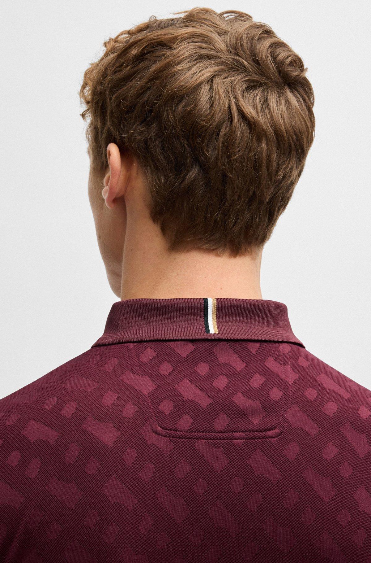 Active quick-dry polo shirt with gradient monogram jacquard Product Image