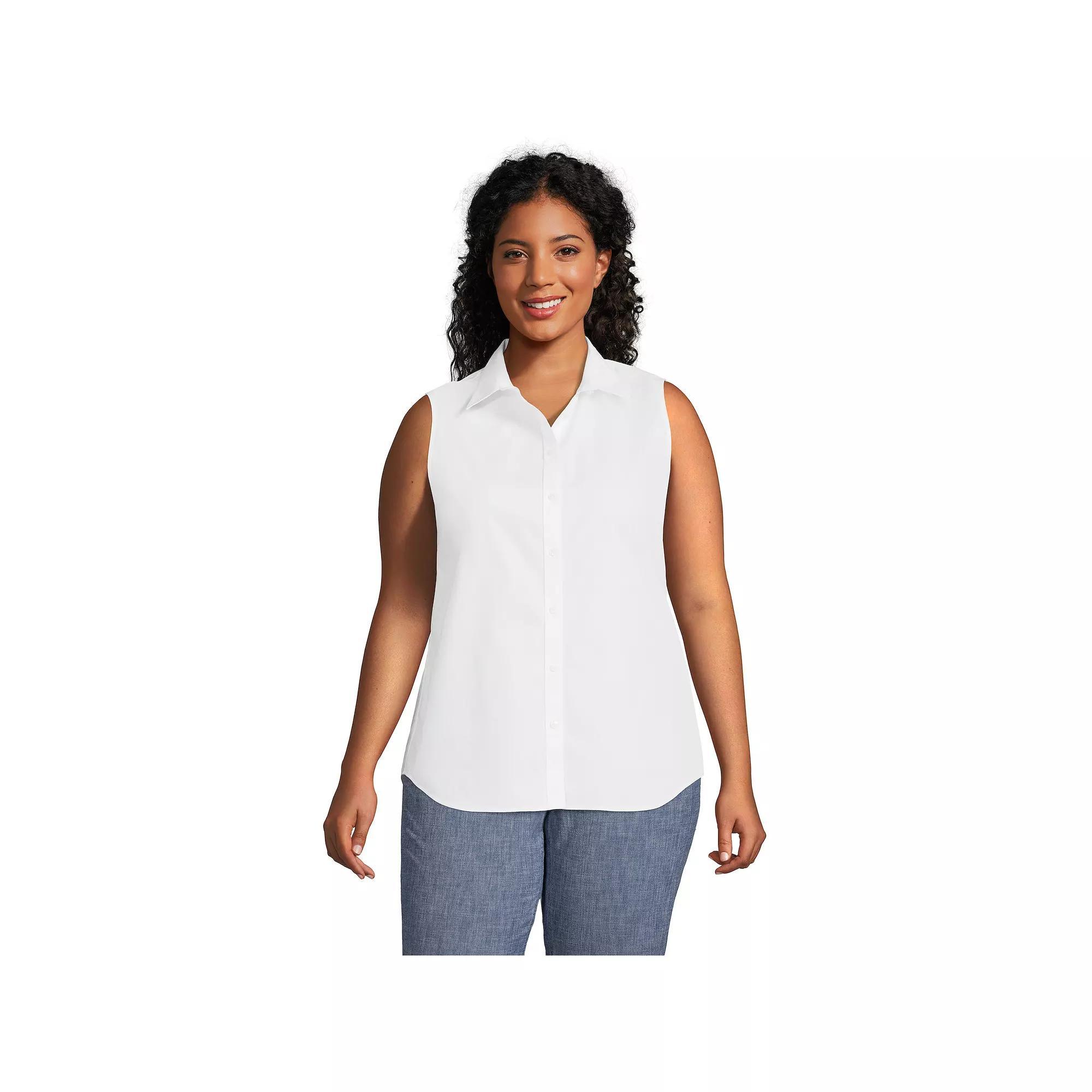 Plus Size Lands End Wrinkle Free No Iron Sleeveless Shirt, Womens Product Image