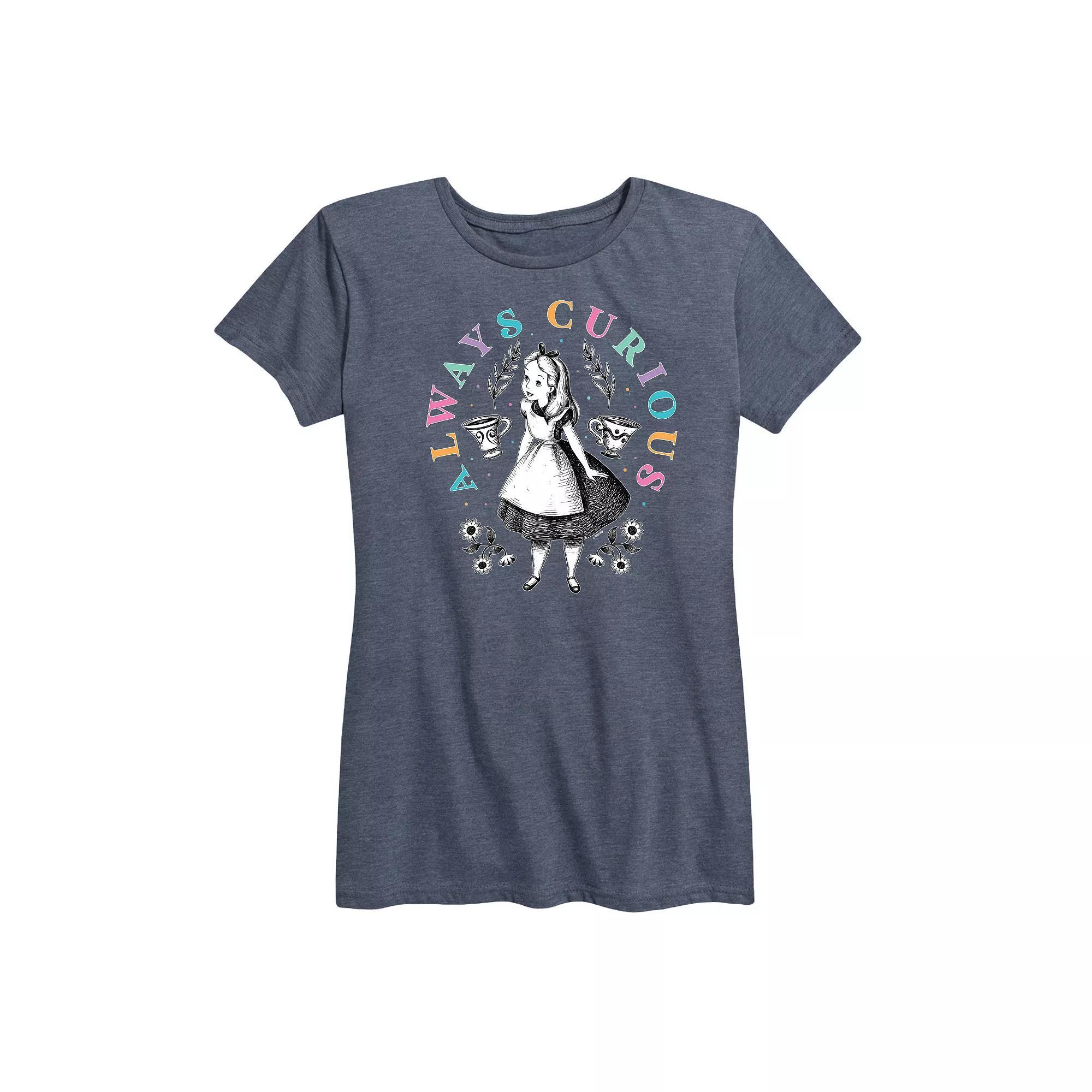 Disneys Alice in Wonderland Womens Always Curious Graphic Tee, Girls Product Image