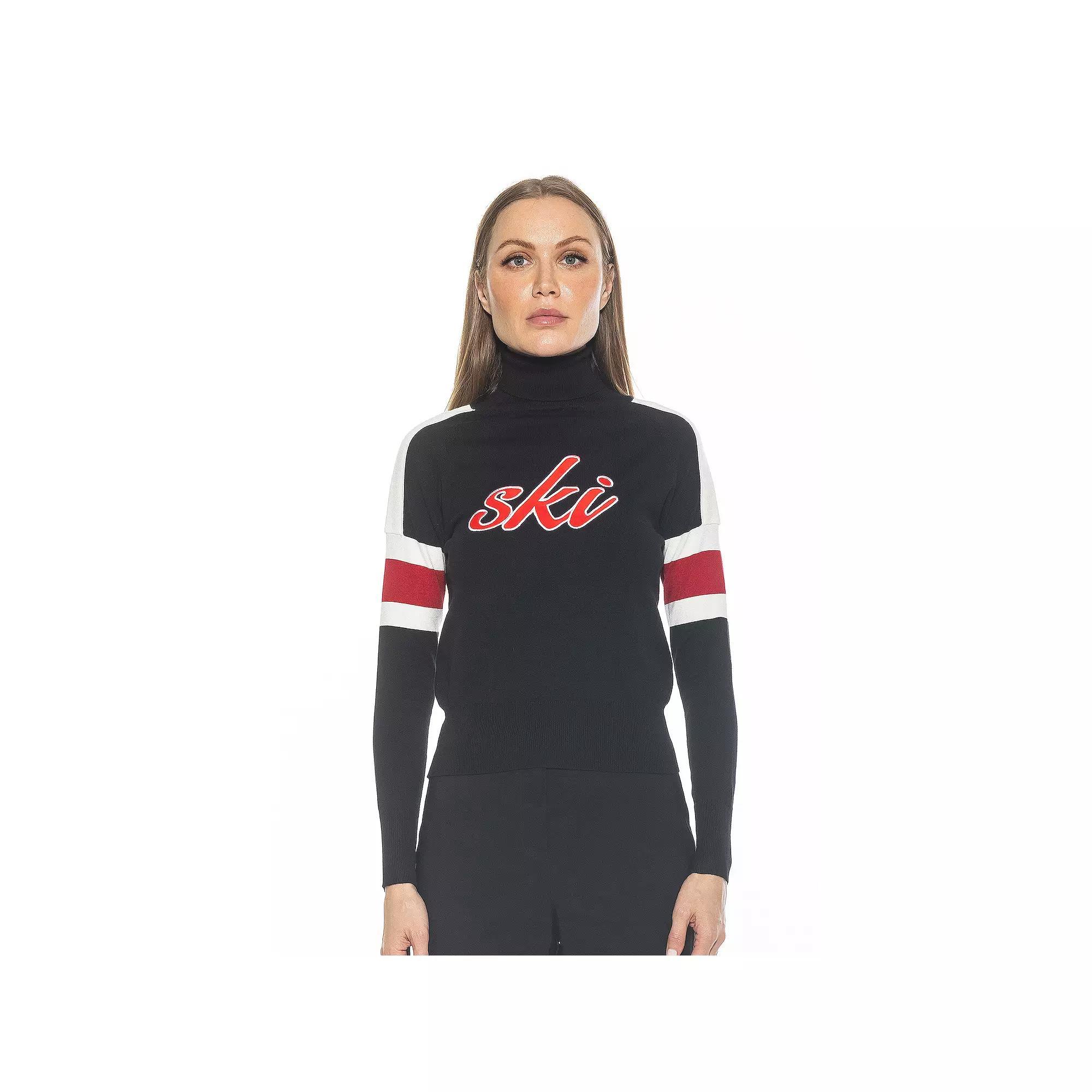 Women's ALEXIA ADMOR Jenni Long Sleeve Knit Turtleneck Sweater, Size: Medium, Black Ivory Product Image
