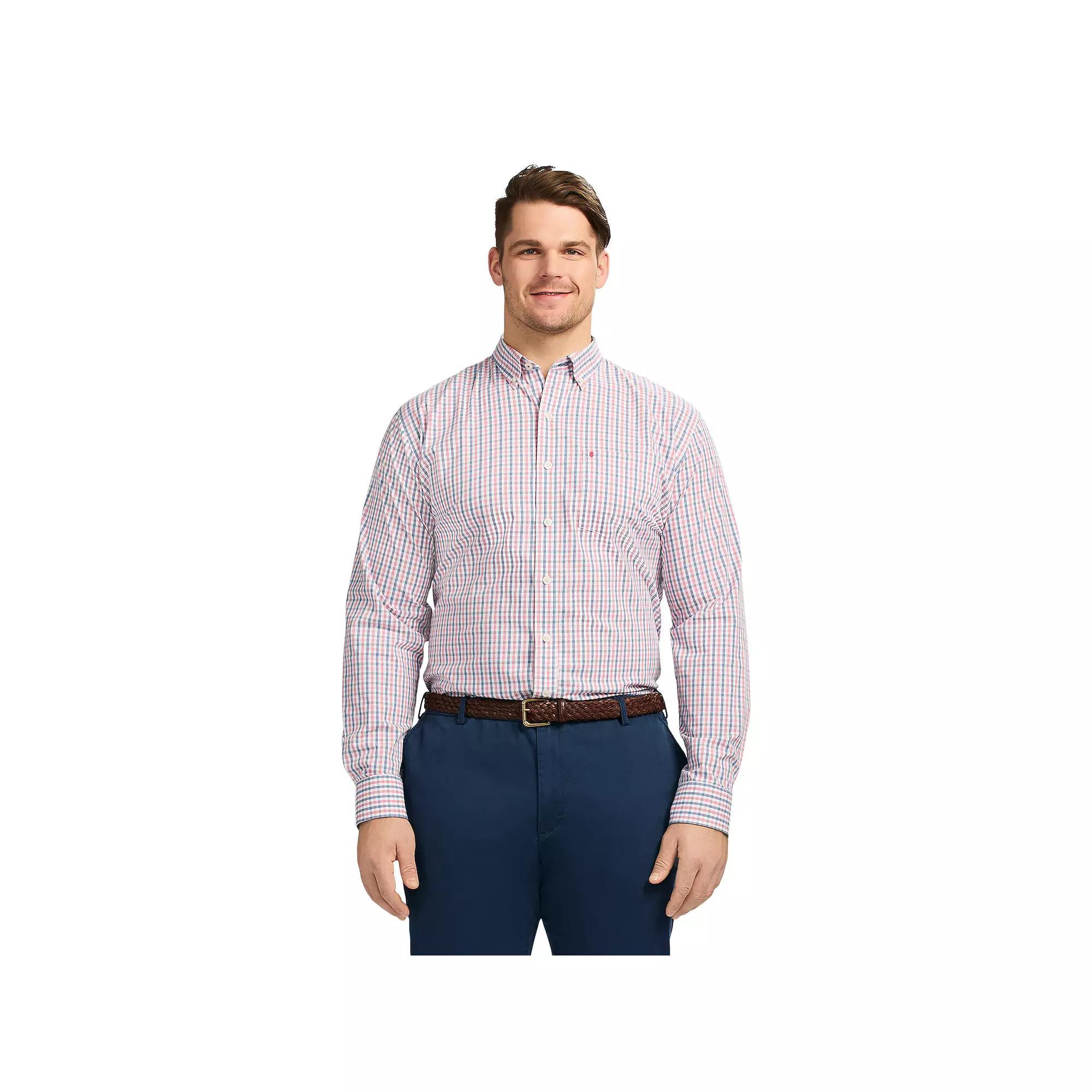 Big & Tall IZOD Performance Comfort Long Sleeve Button Down Shirt, Men's, Size: Large Tall, Holly Pink Product Image