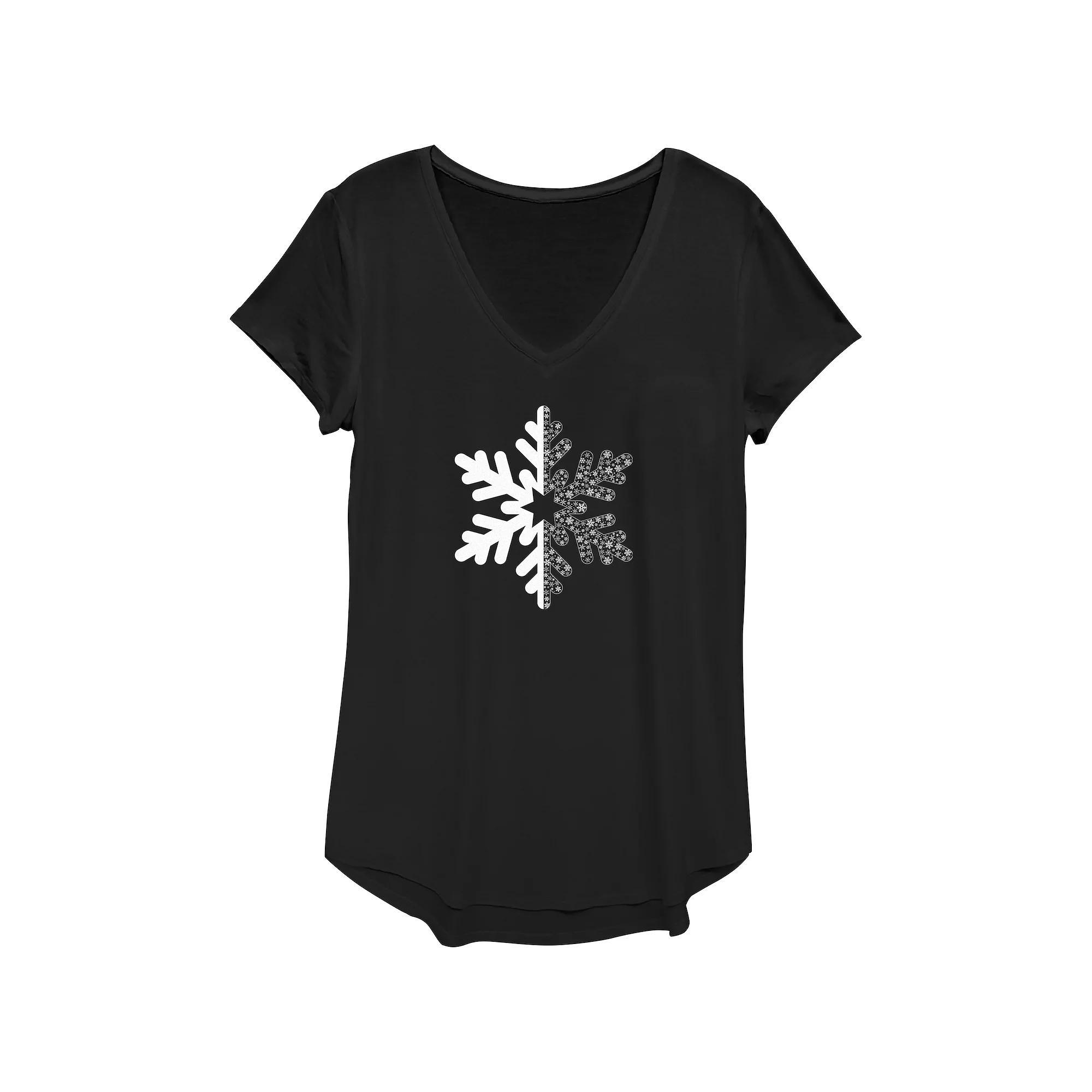 Women's Snowflake Graphic Tee, Size: XS, Black Product Image