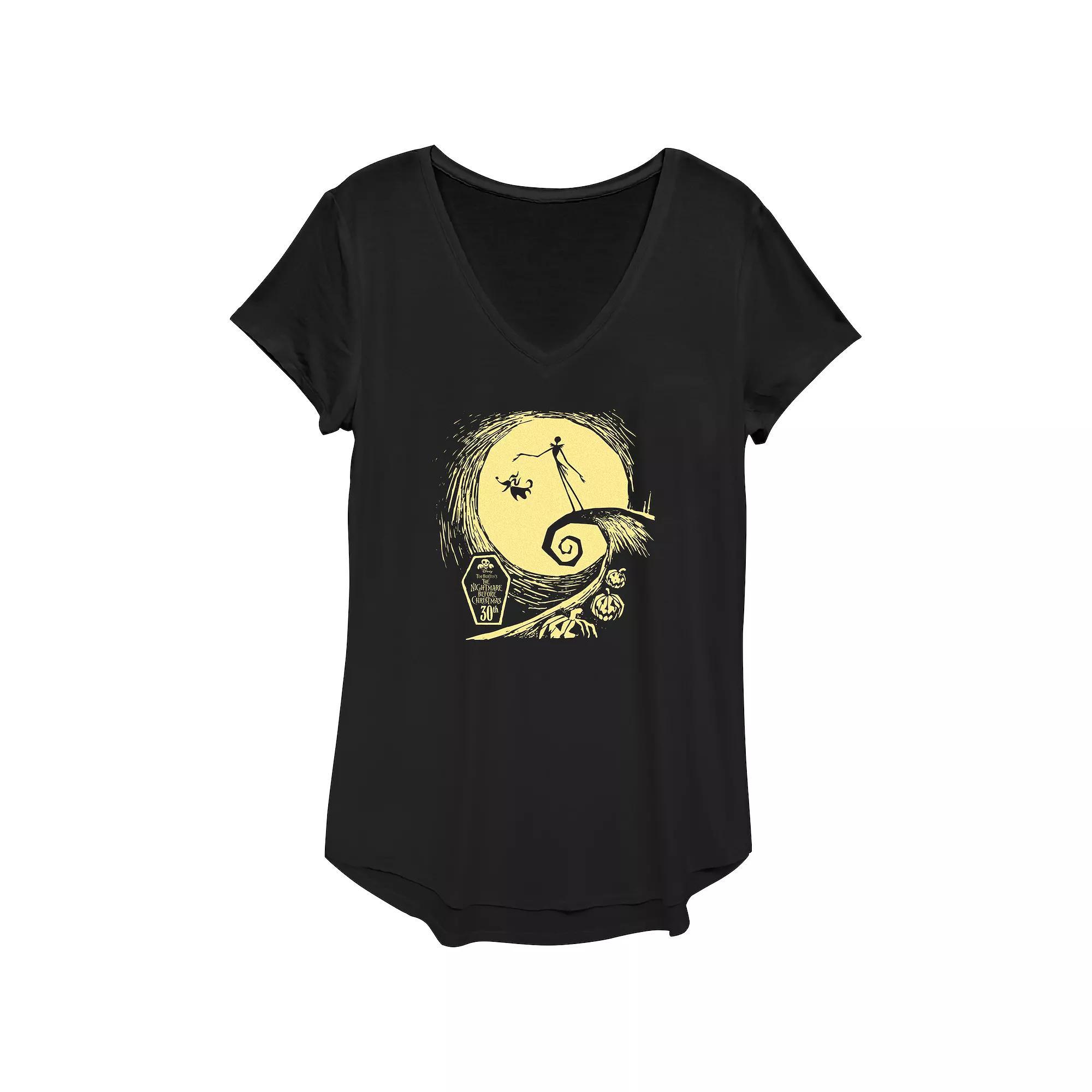Disney's The Nightmare Before Christmas Jack Skellington Spiral Hill Women's Graphic Tee, Size: XS, Black Product Image