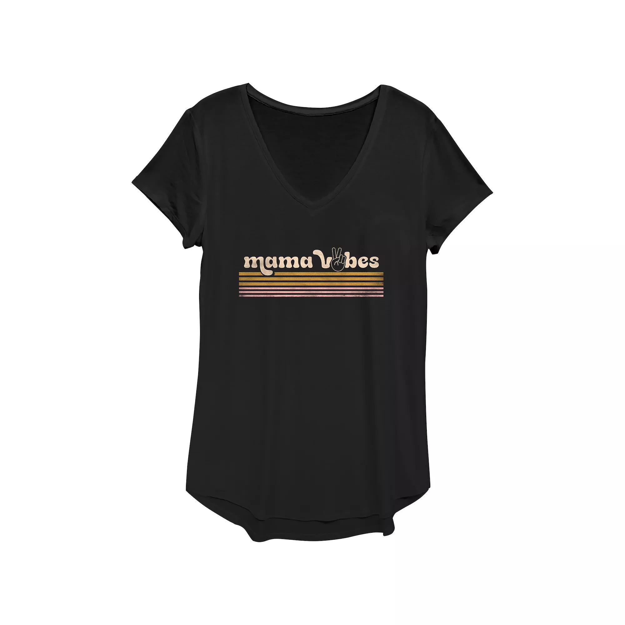 Womens Mama Vibes V-Neck Graphic Tee Product Image
